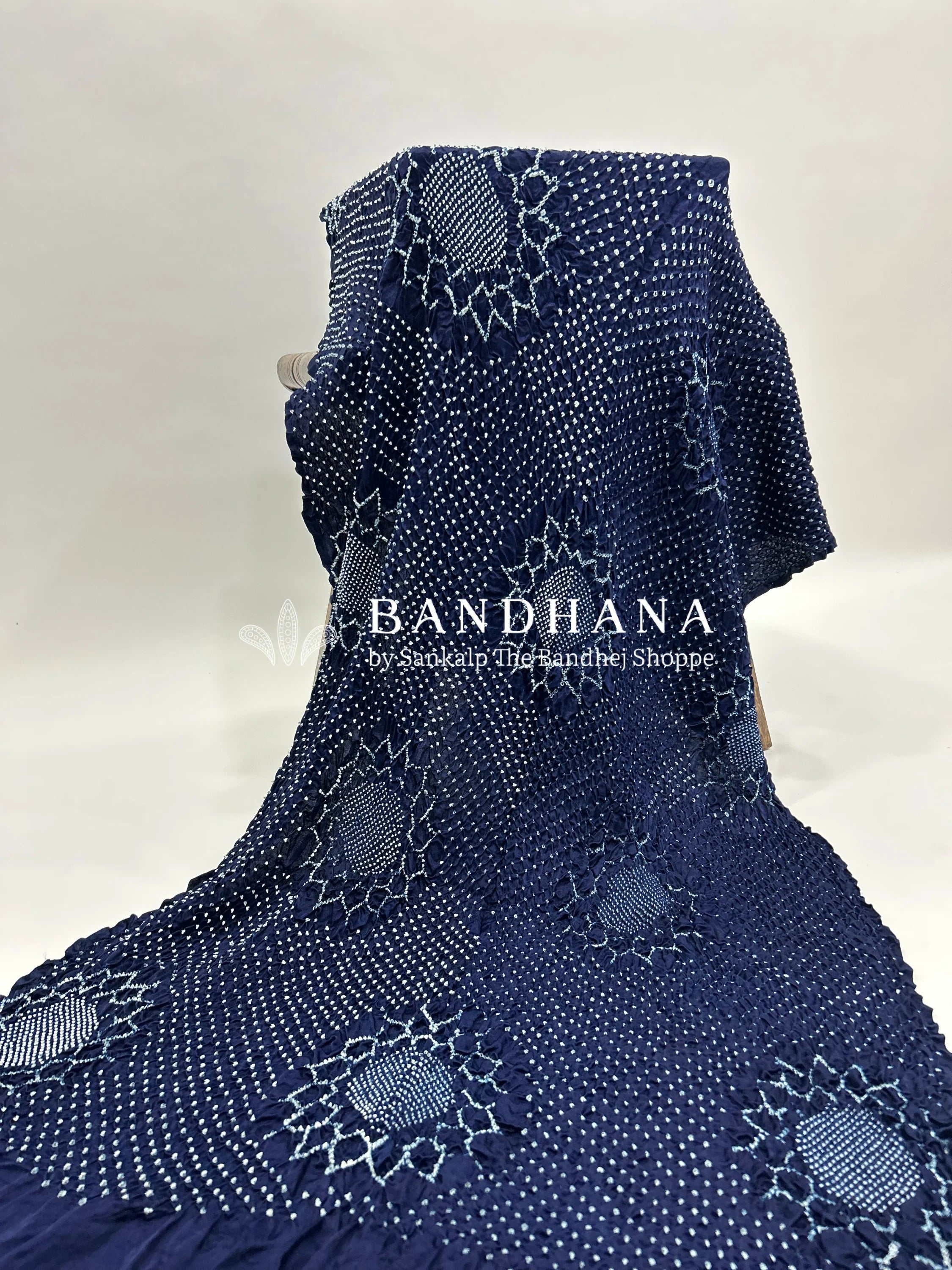 Navy Blue Gajji Silk Lotus Bandhani Dupatta navy / Gajji Silk Dupattas