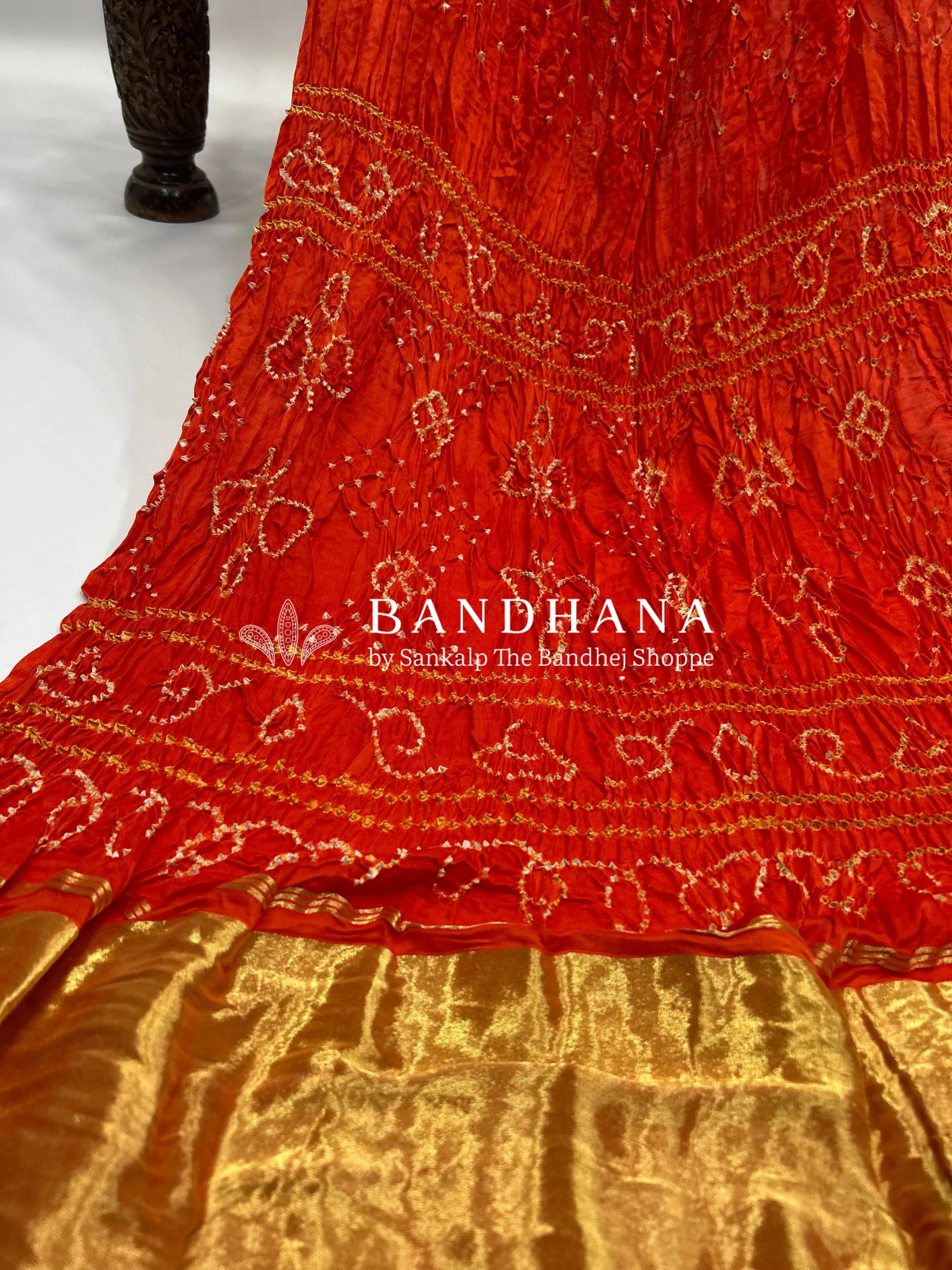 Orange Gajji Silk Single Dot Bandhani Saree orangered / Gajji Silk Sarees