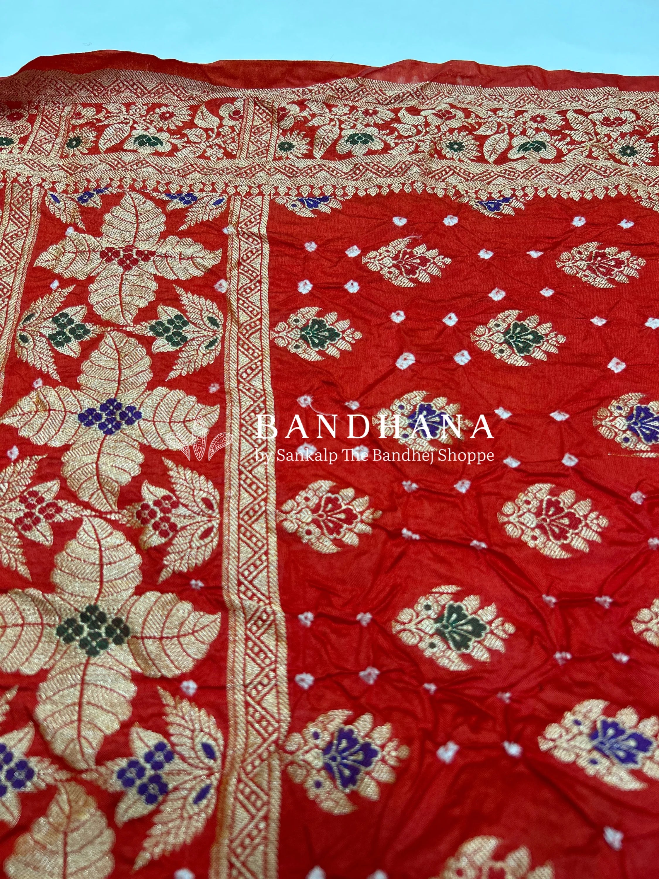 Orange & Maroon Art Dupion Butta Bandhani Dress Material maroon / Art Silk Dresses