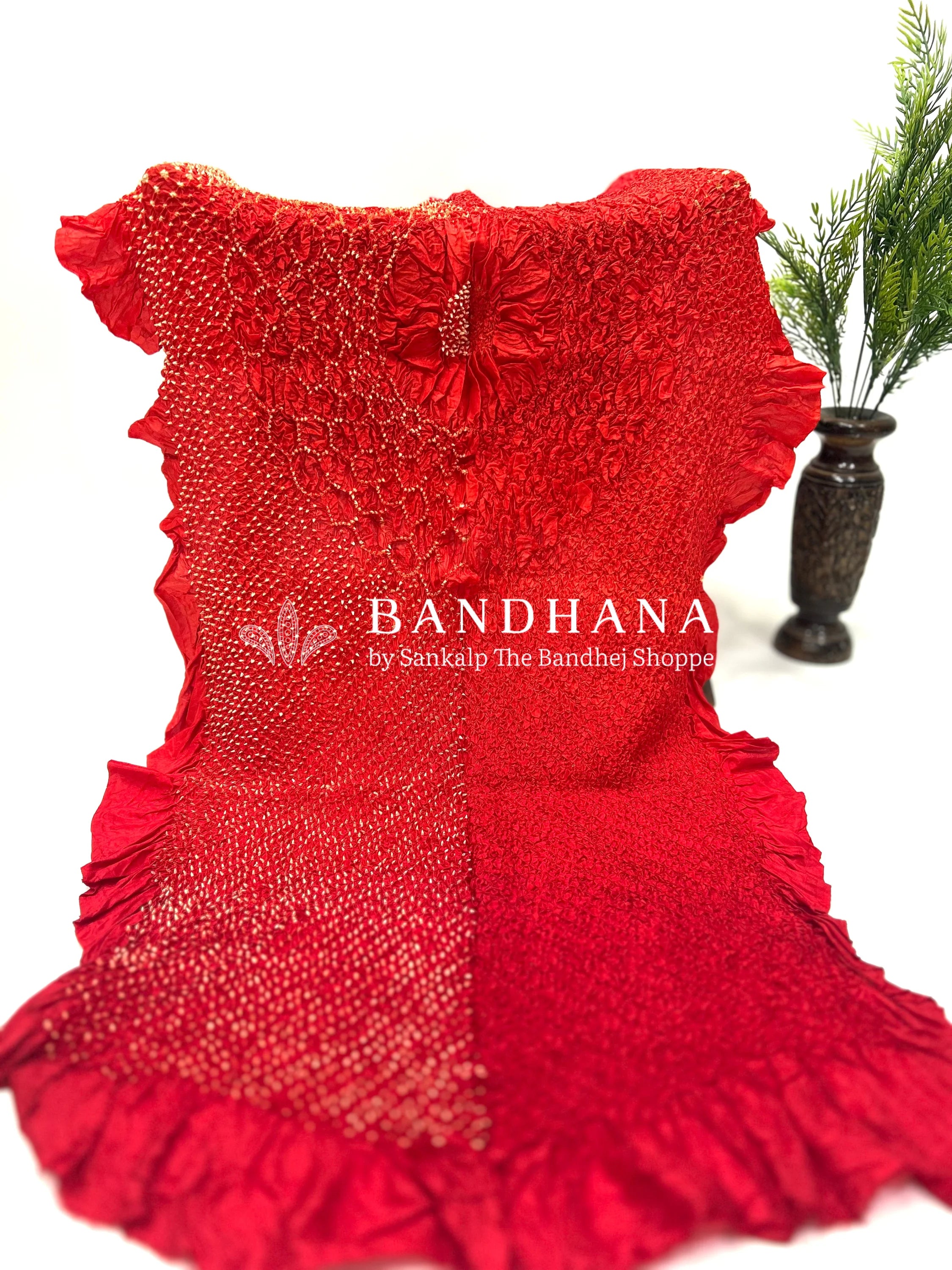 Orange-Maroon Soft Silk Light Weight Lotus Design Habutai Dupatta red / Soft Silk Dupattas