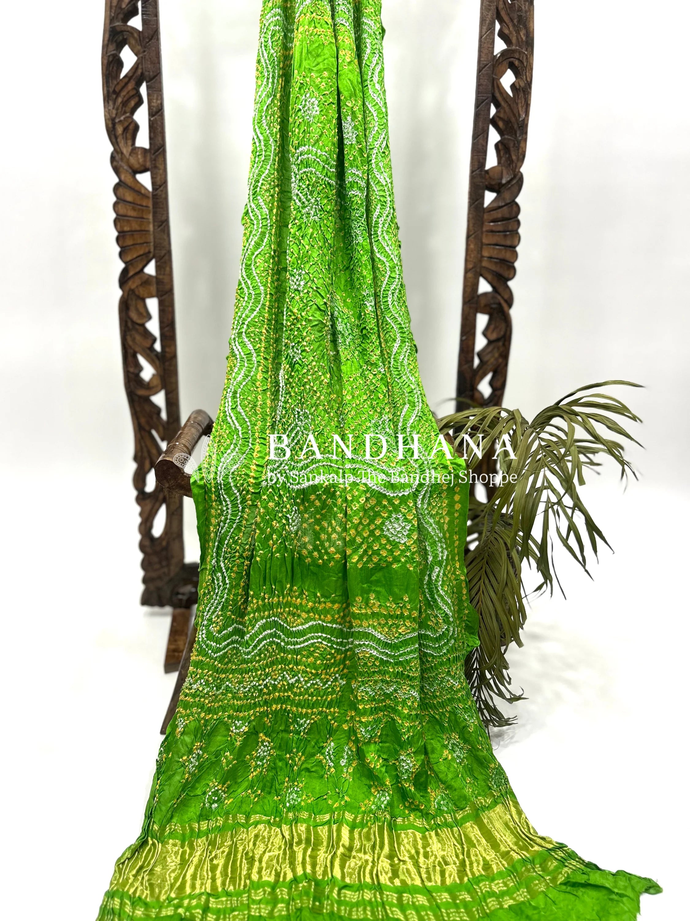 Parrot Green Gajji Silk Chandrakani Dupatta Dupattas