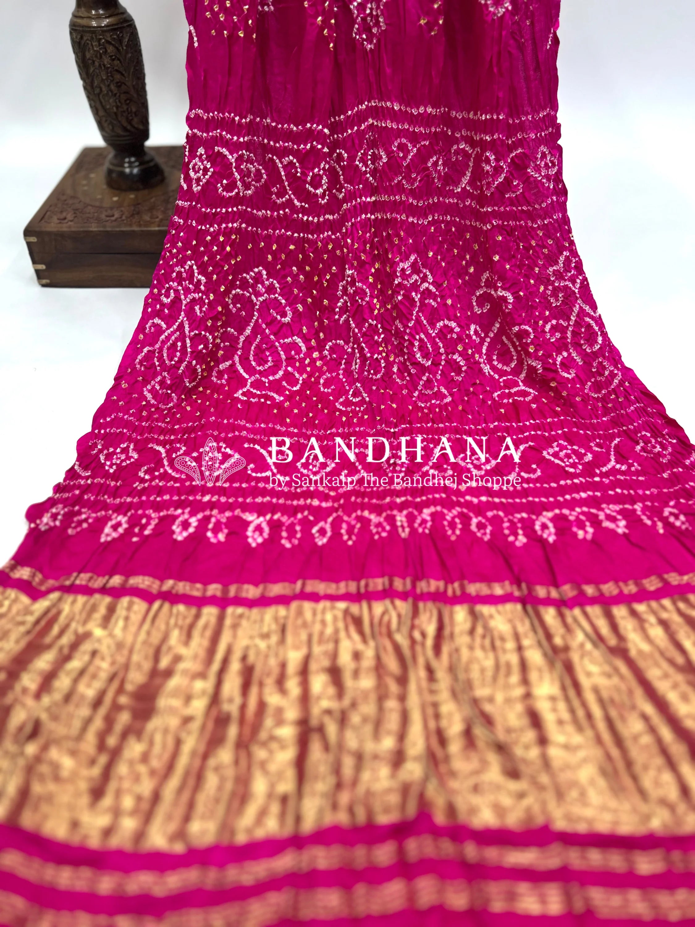 Pink Gajji Fancy Bandhani Saree Sarees