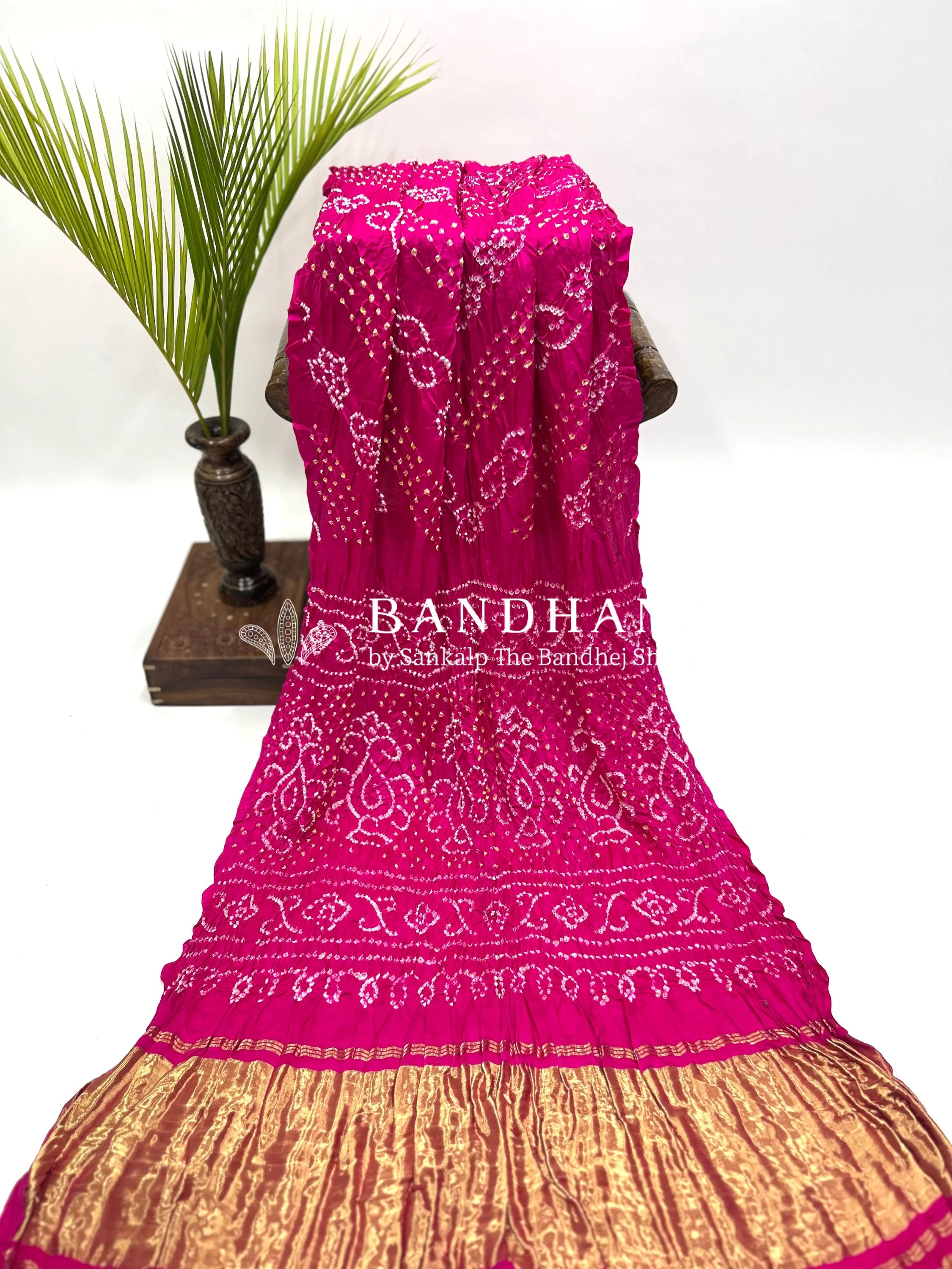 Pink Gajji Fancy Bandhani Saree Sarees