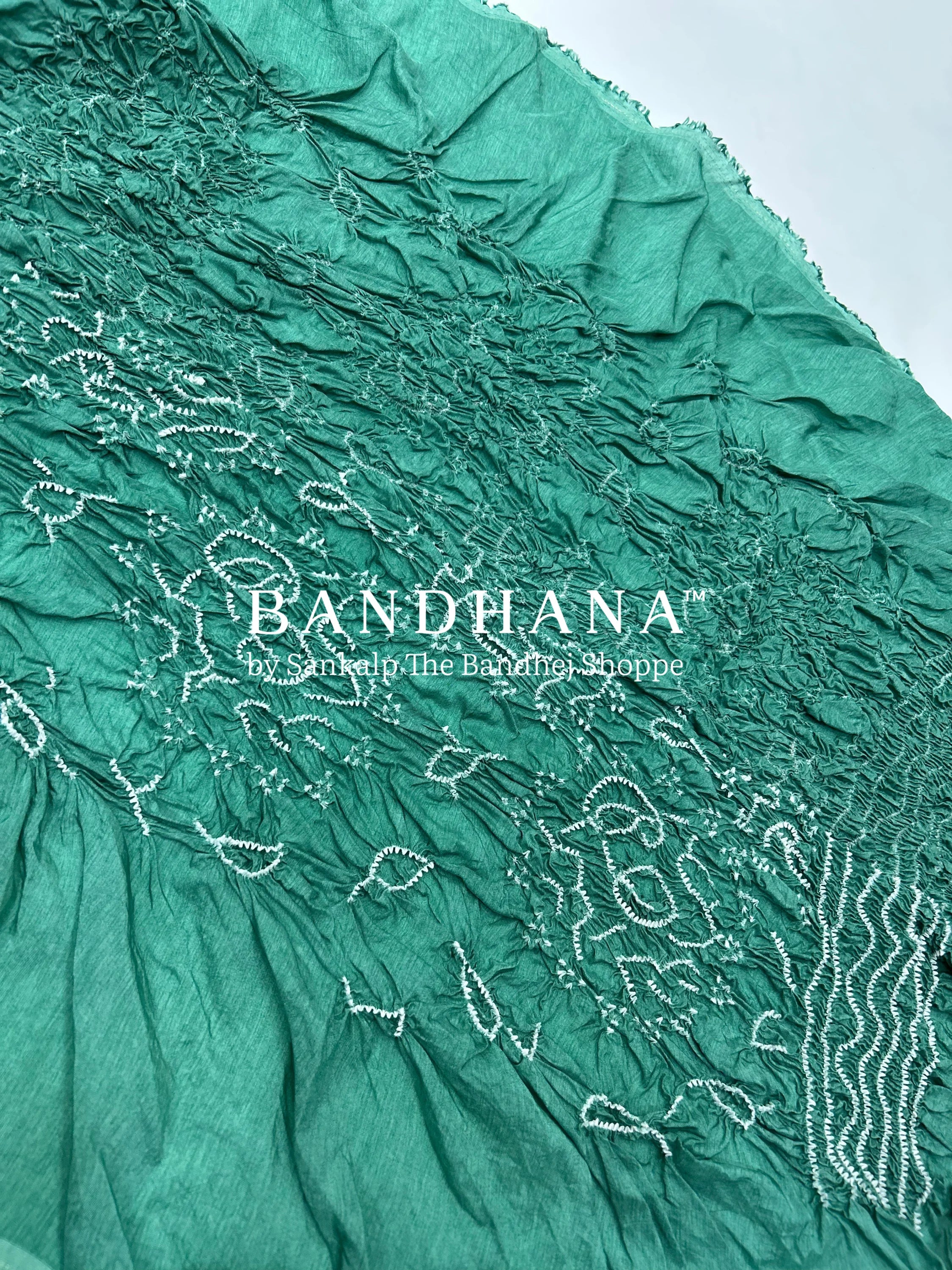 Pista Dola Silk Bandhani Dress Material teal / Dola Silk Dresses