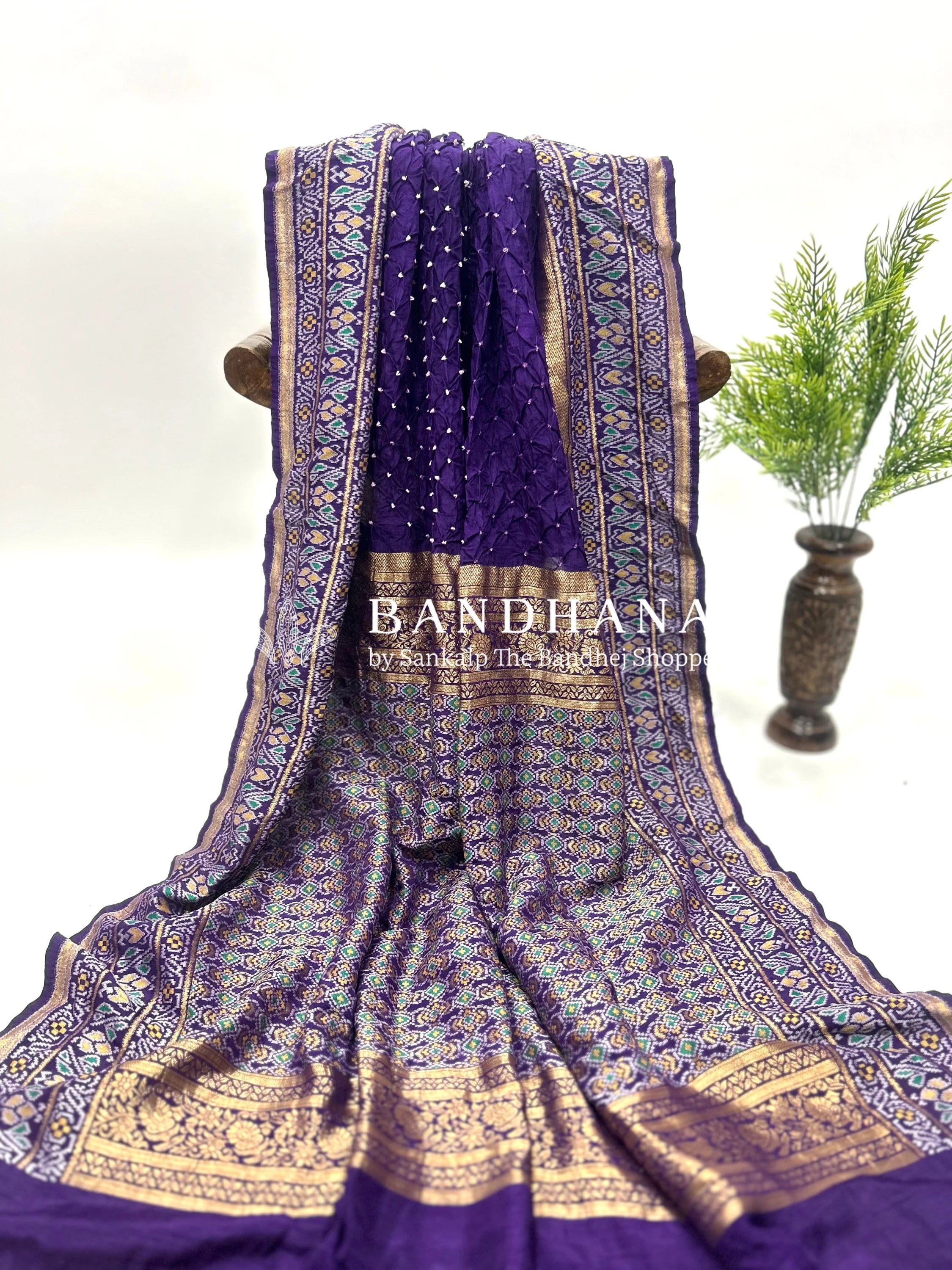 Purple Color Malai Silk Single Dot Bandhani Saree purple / Malai Silk Sarees