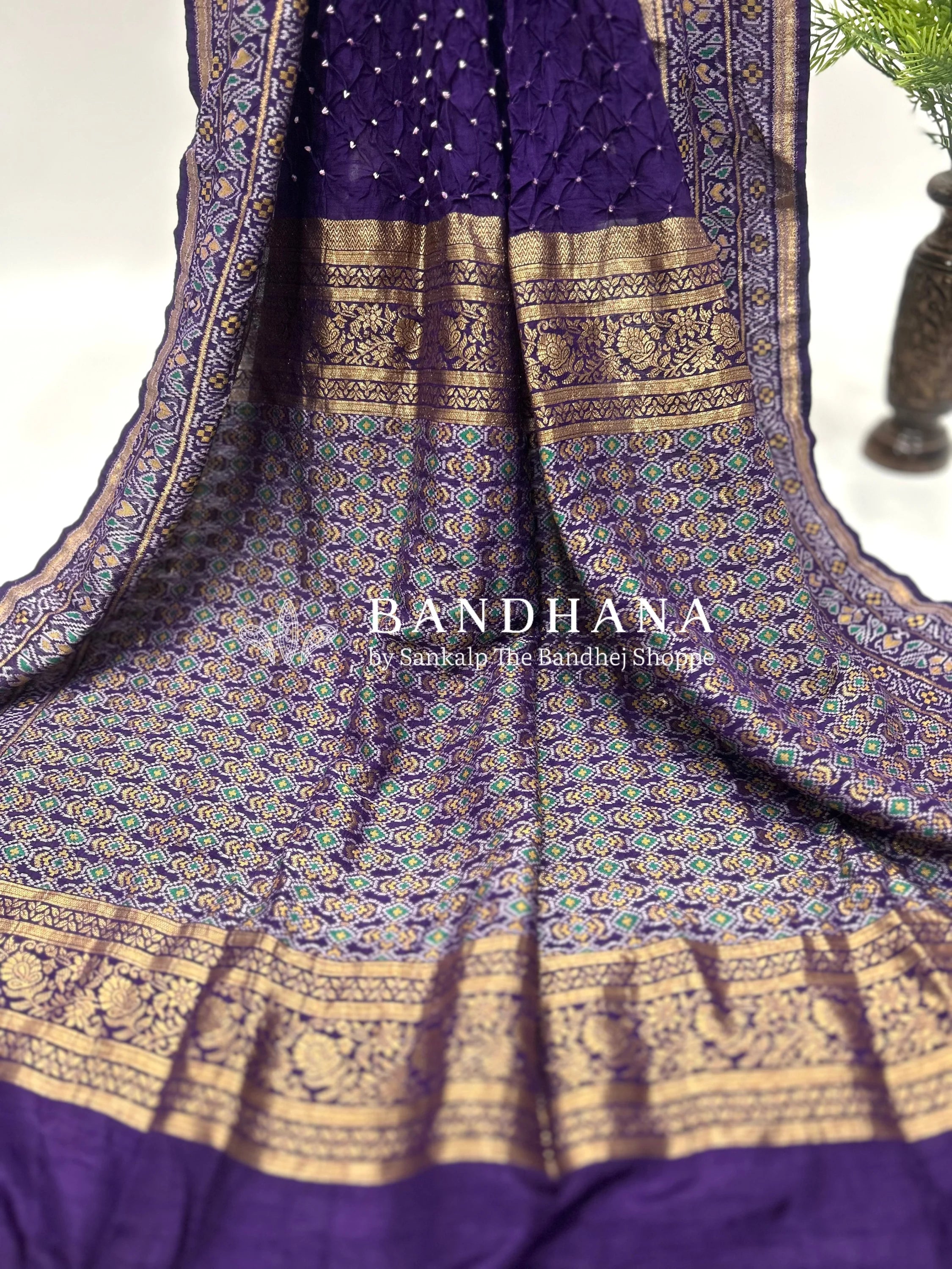 Purple Color Malai Silk Single Dot Bandhani Saree purple / Malai Silk Sarees