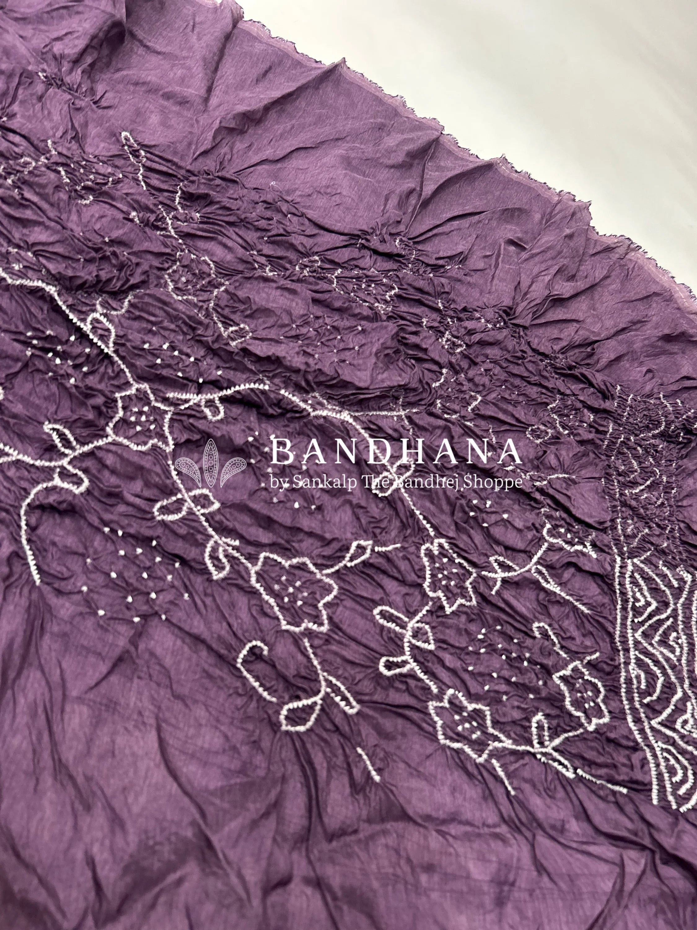 Purple Dola Silk Bandhani Dress Material mediumpurple / Dola Silk Dresses