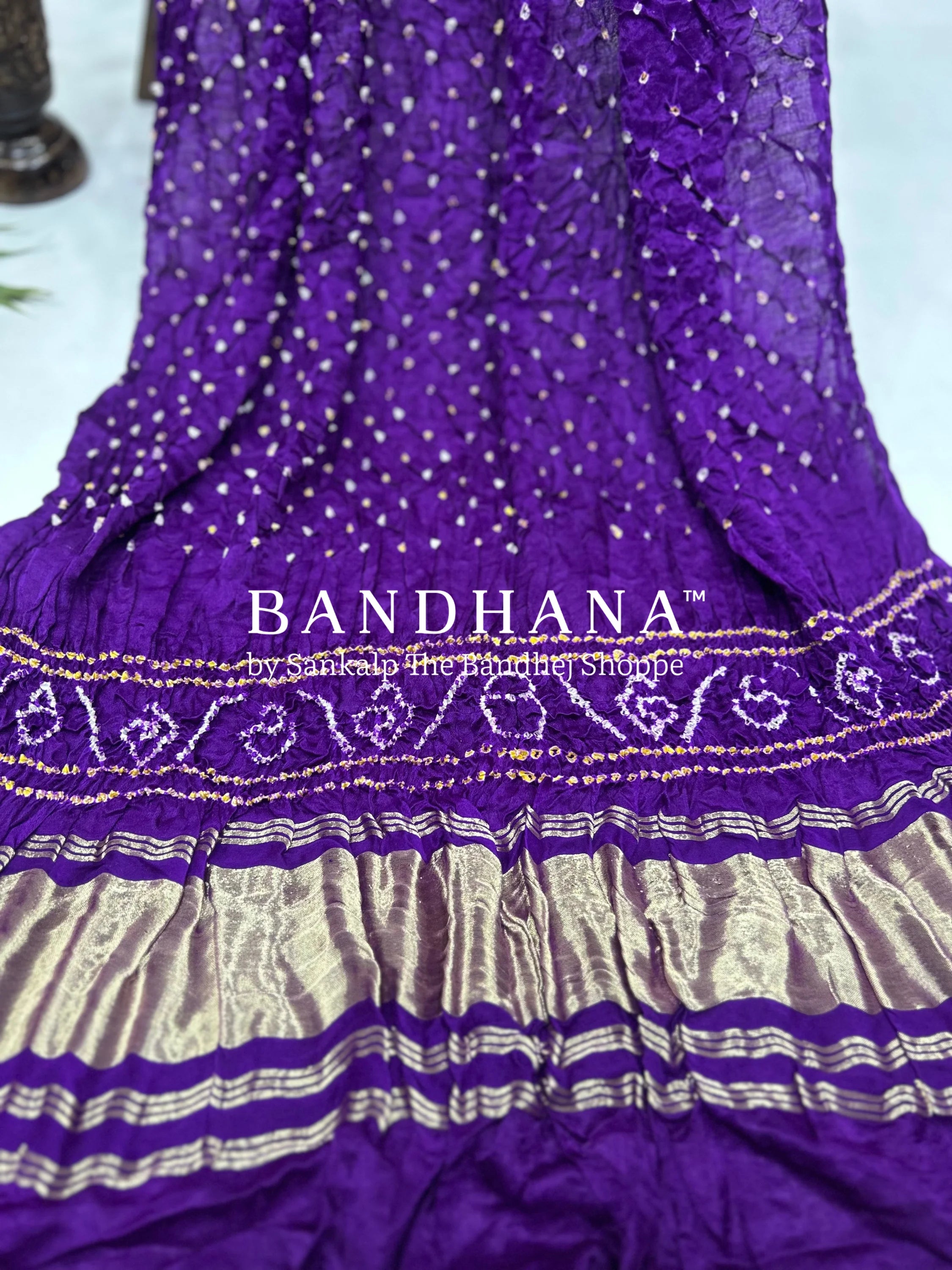 Purple Gajji Silk Single Dot Bandhani Dupatta Dupattas