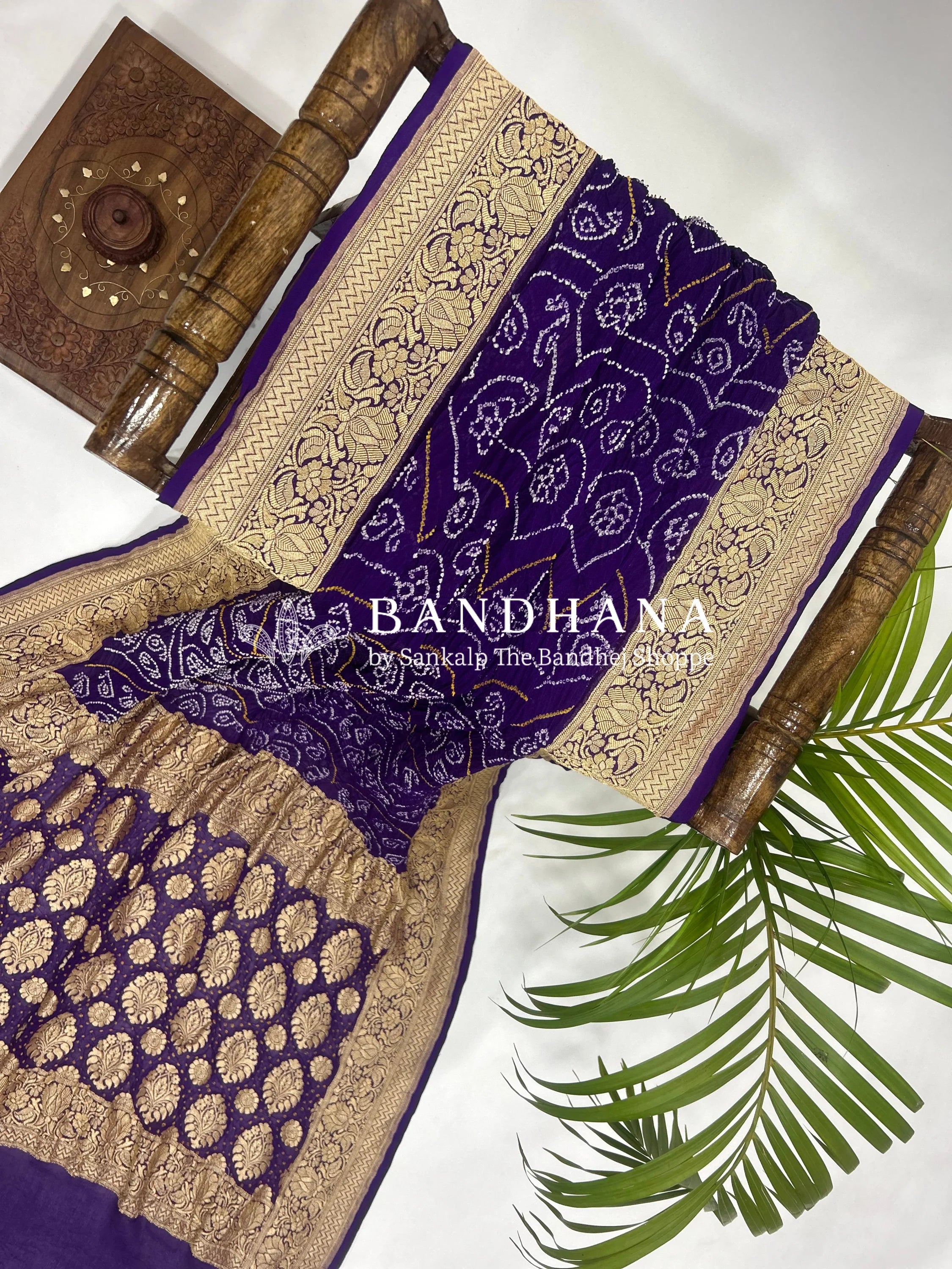 Purple Georgette Bananrasi All Over Rai Bandhani Saree Sarees