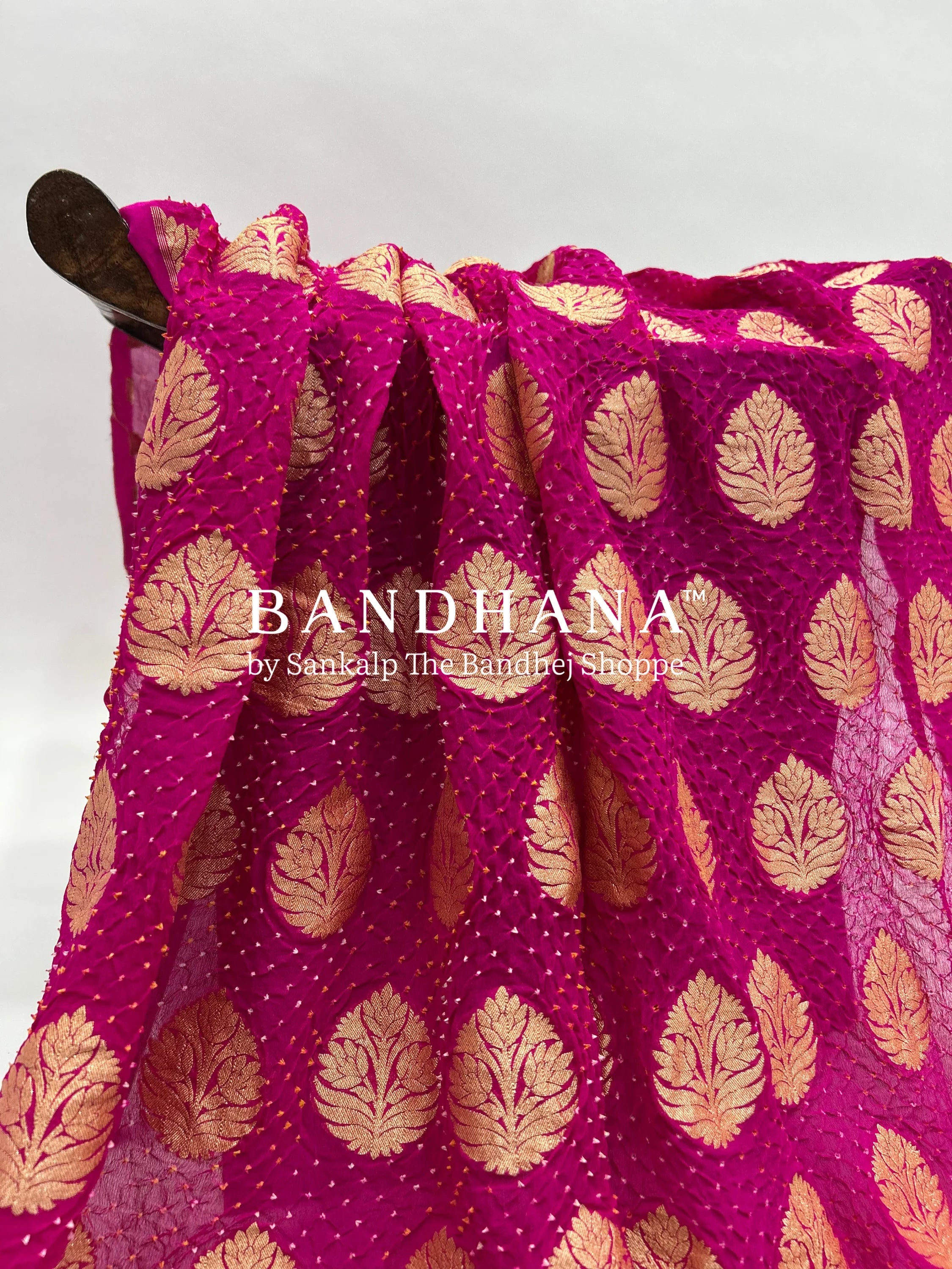 Rani Georgette Banarasi Bandhani Kurti Material deeppink / Georgette Dresses