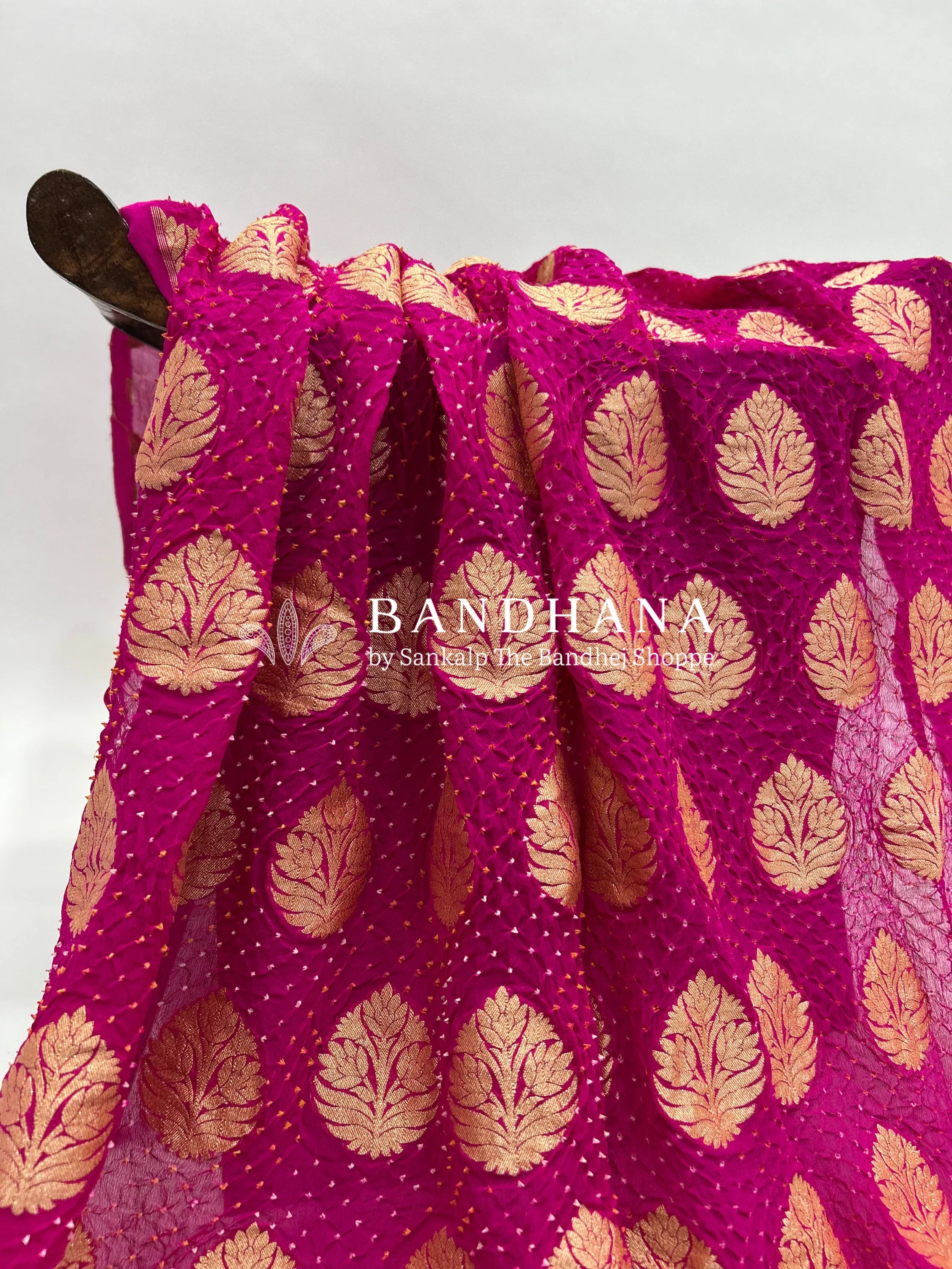 Rani Georgette Banarasi Bandhani Kurti Material deeppink / Georgette Dresses