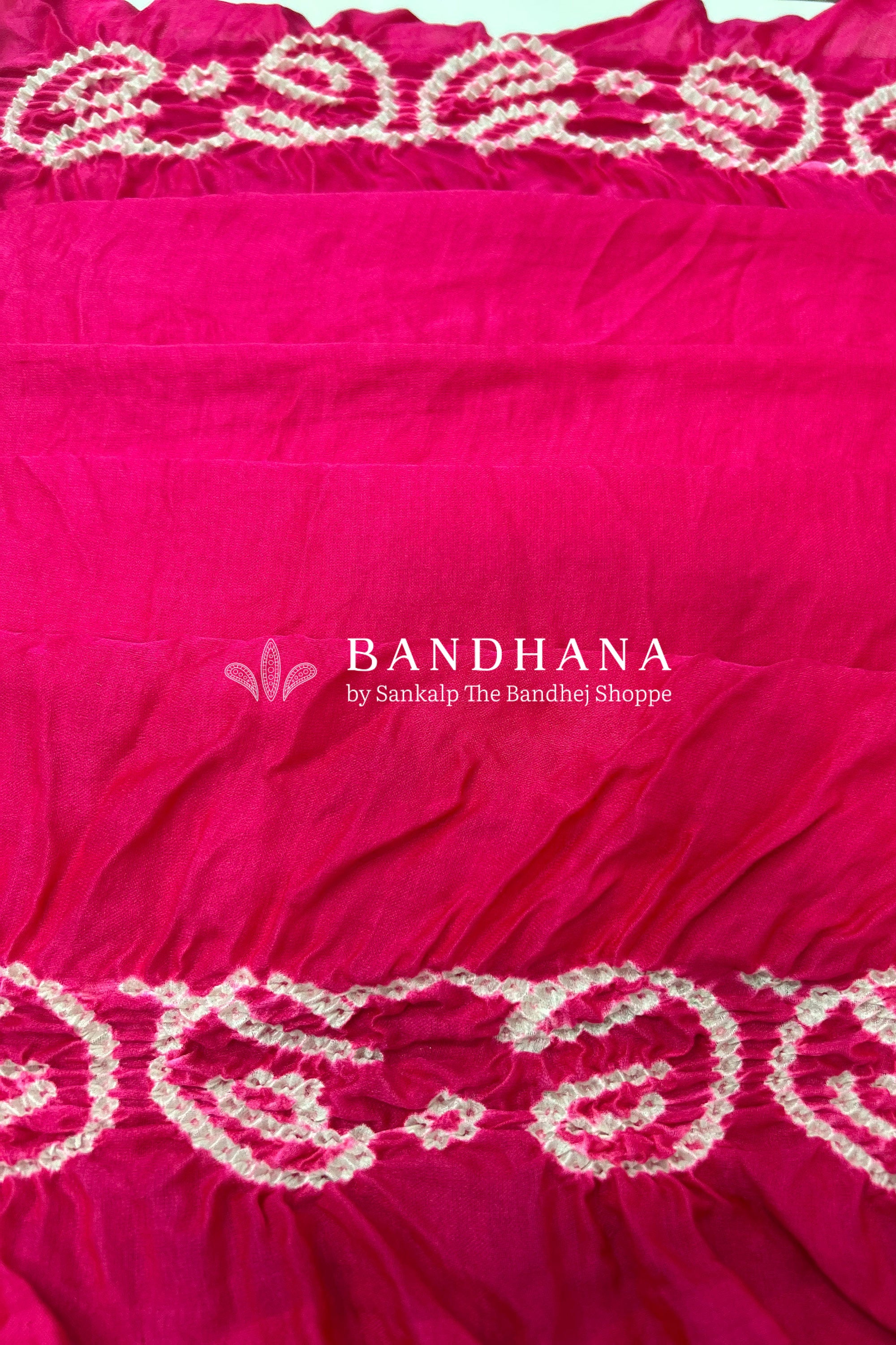 Rani Pink Gajji Fancy Rai Bandhani Saree Sarees