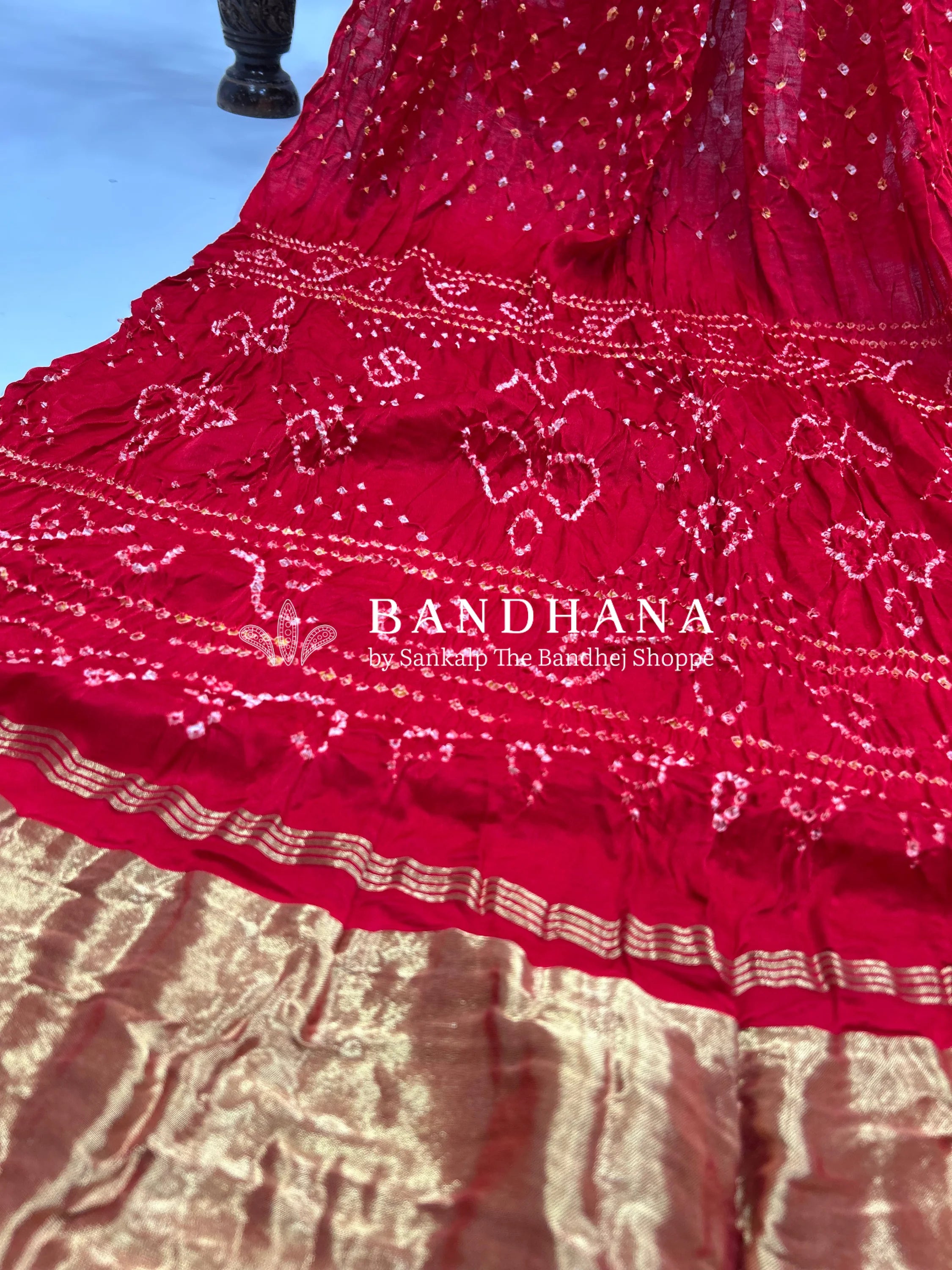 Red Gajji Silk Single Dot Bandhani Saree red / Gajji Silk Sarees