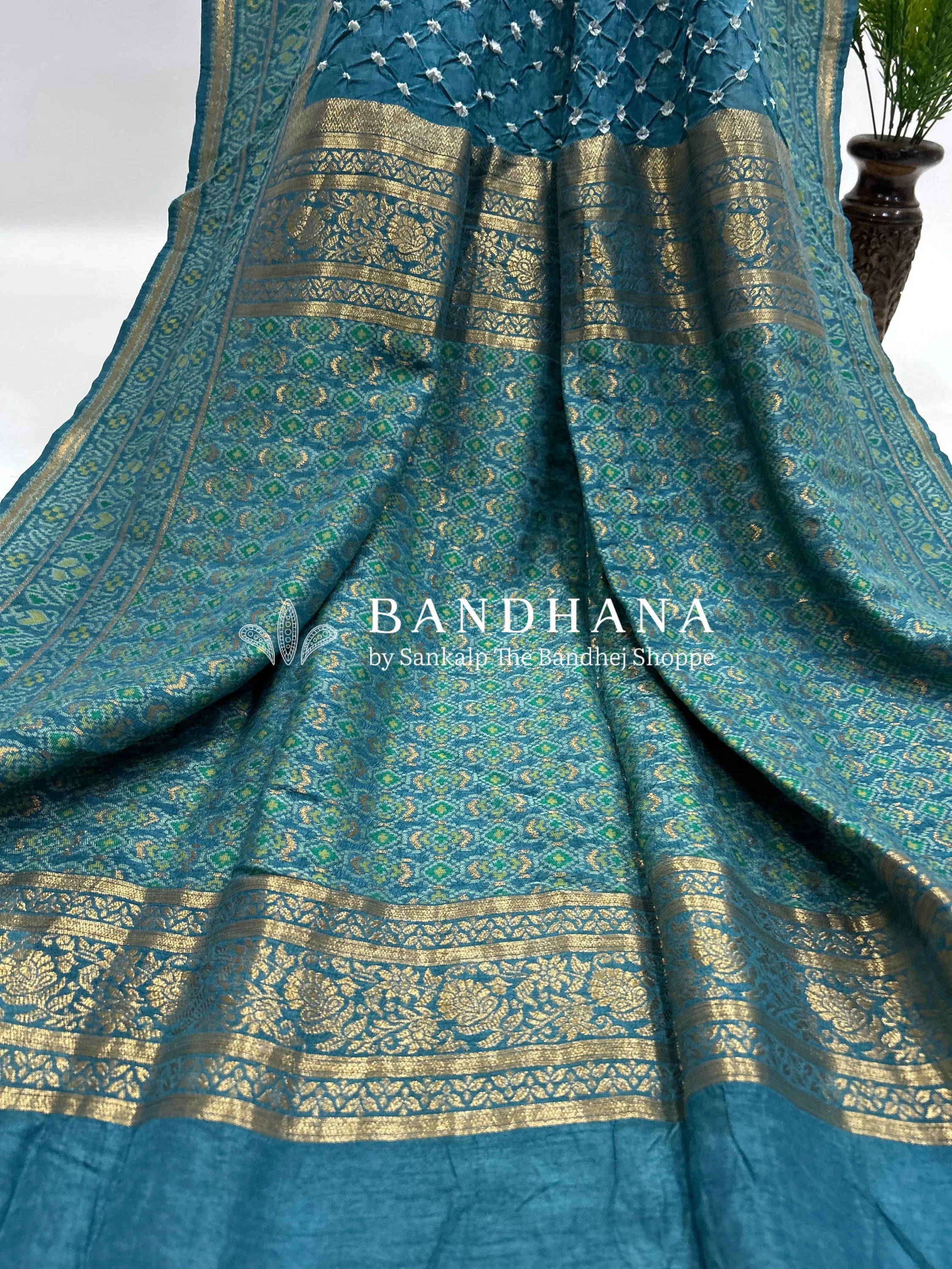 Sky Blue Color Malai Silk Single Dot Bandhani Saree skyblue / Malai Silk Sarees