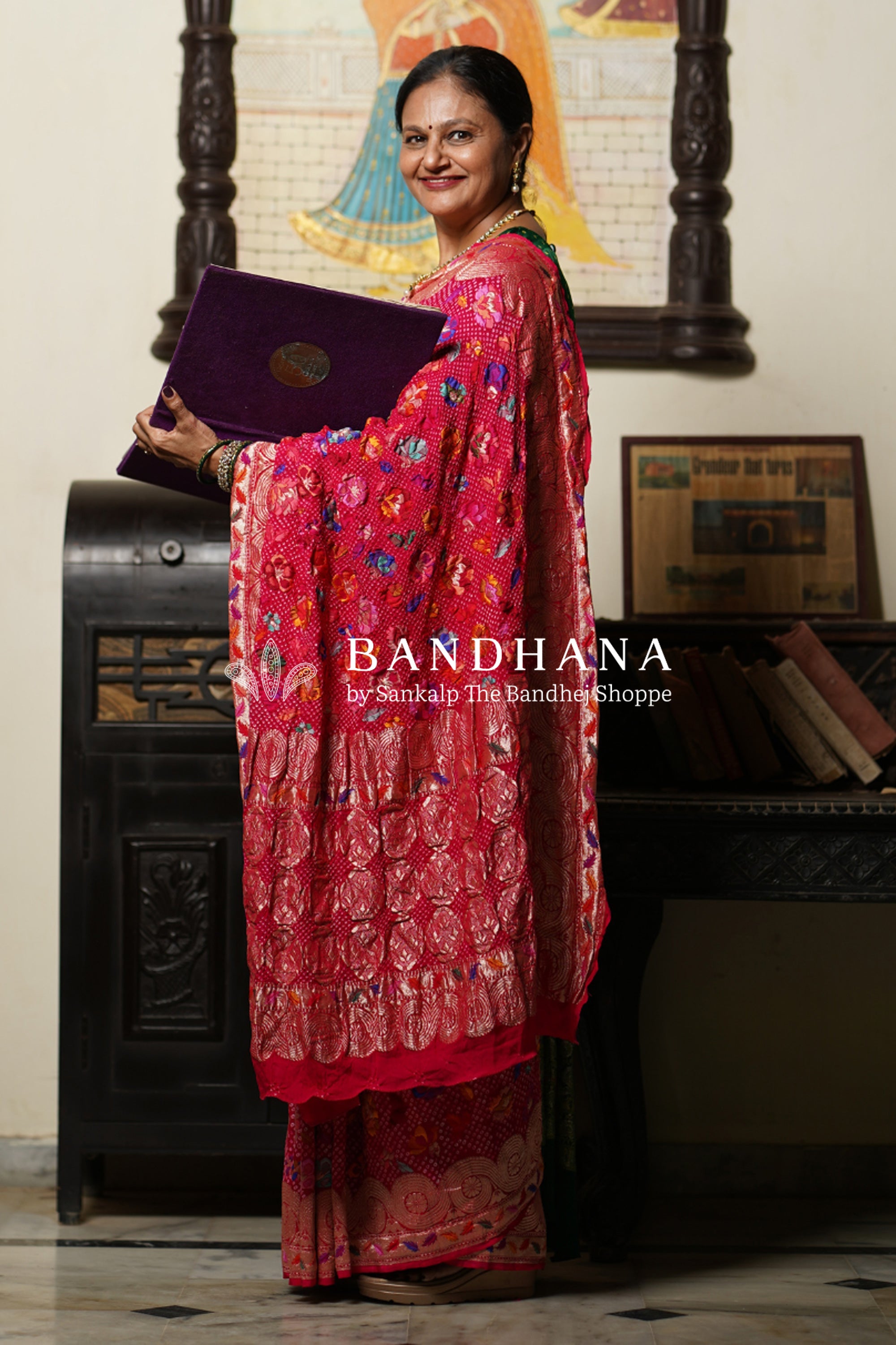 Strawberry Pink Georgette Banarasi Minakari Handloom Saree Sarees