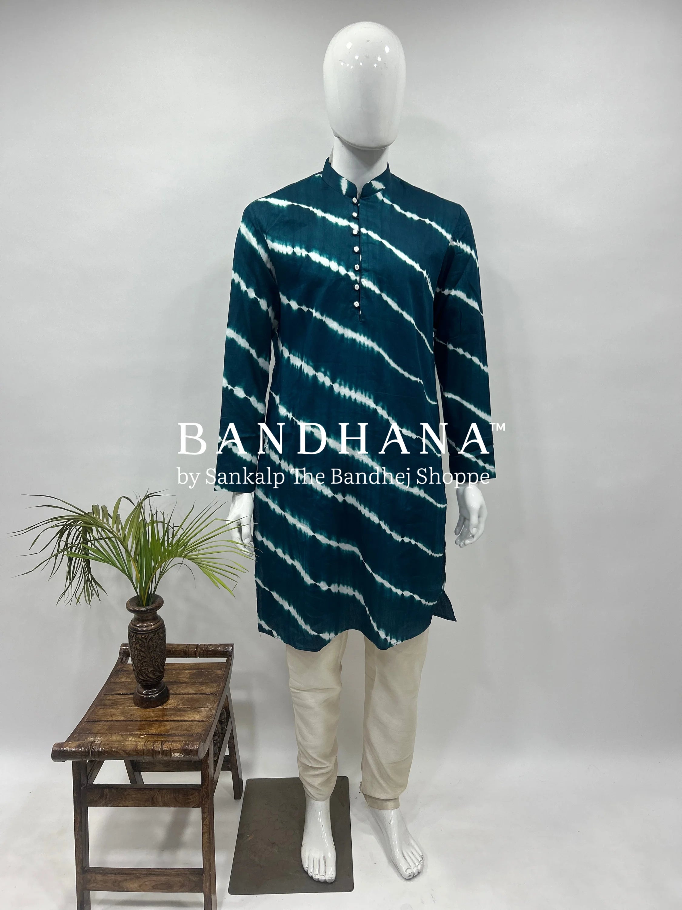 Till Green Cotton Satin Men’s Kurta