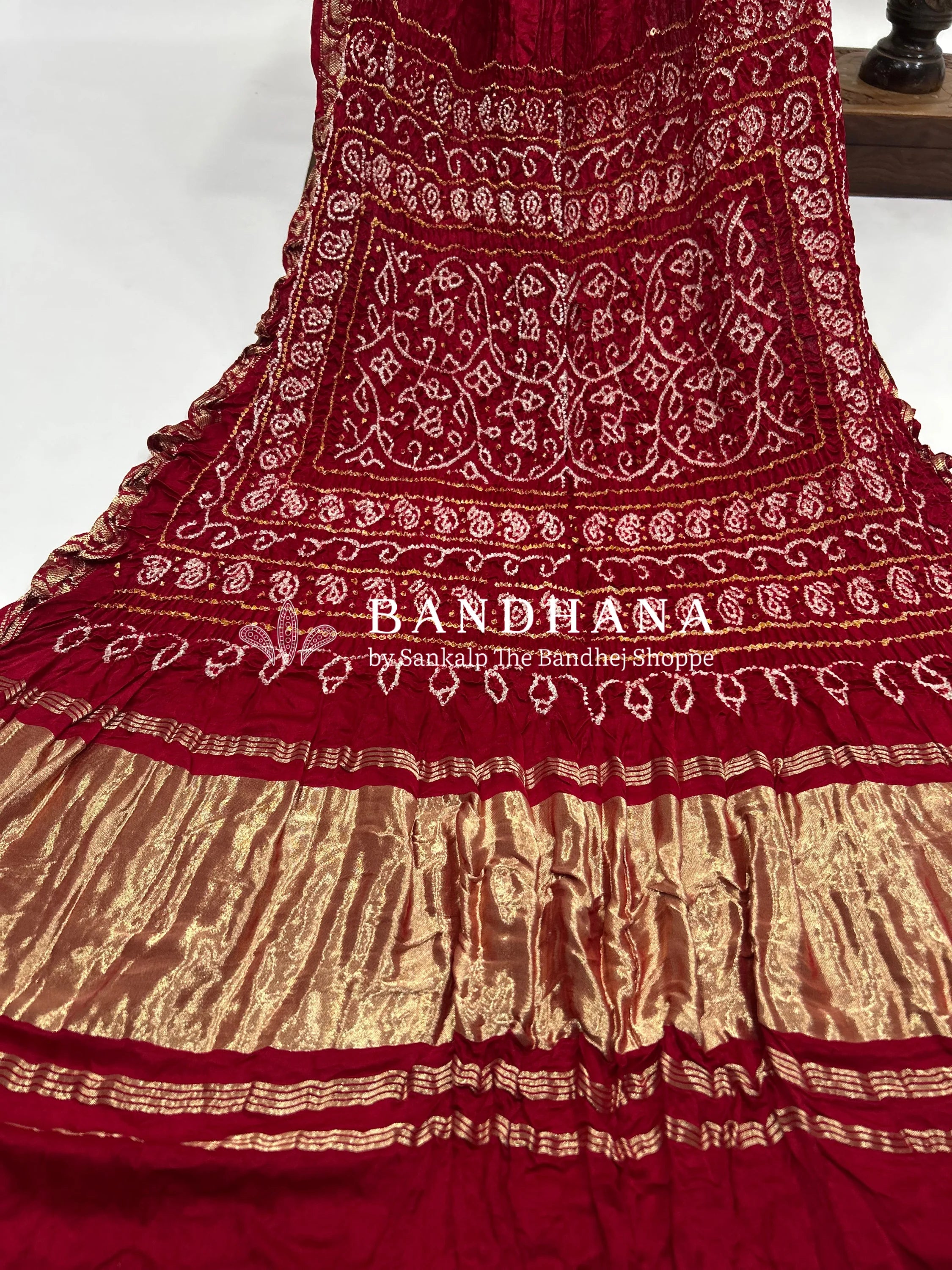 Wine- Maroon Gajji Silk Designer Gala Saree with 3 Colour Dying maroon / Gajji Silk Sarees