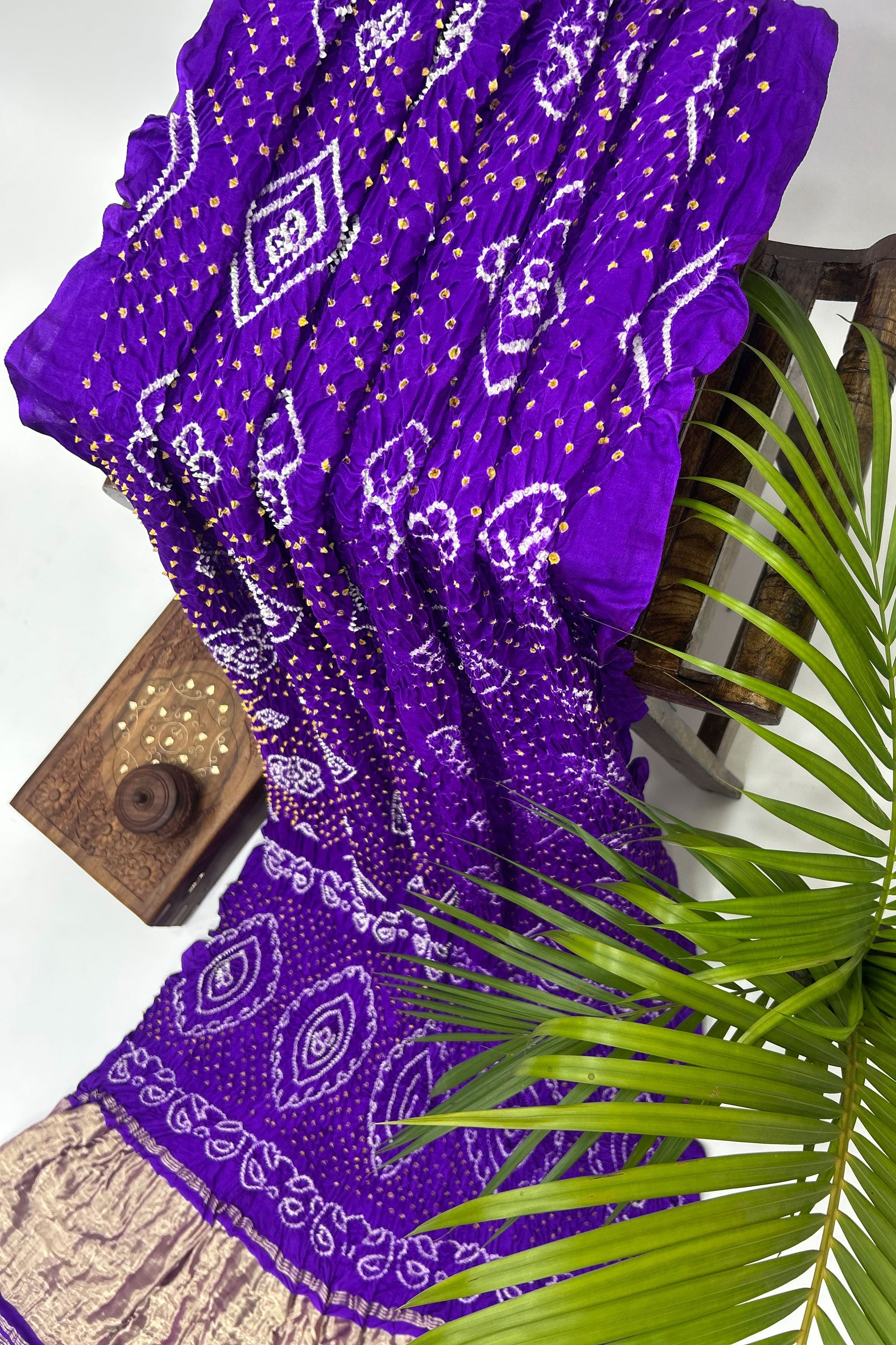Purple Gajji Fancy Rai Bandhani Saree Sarees
