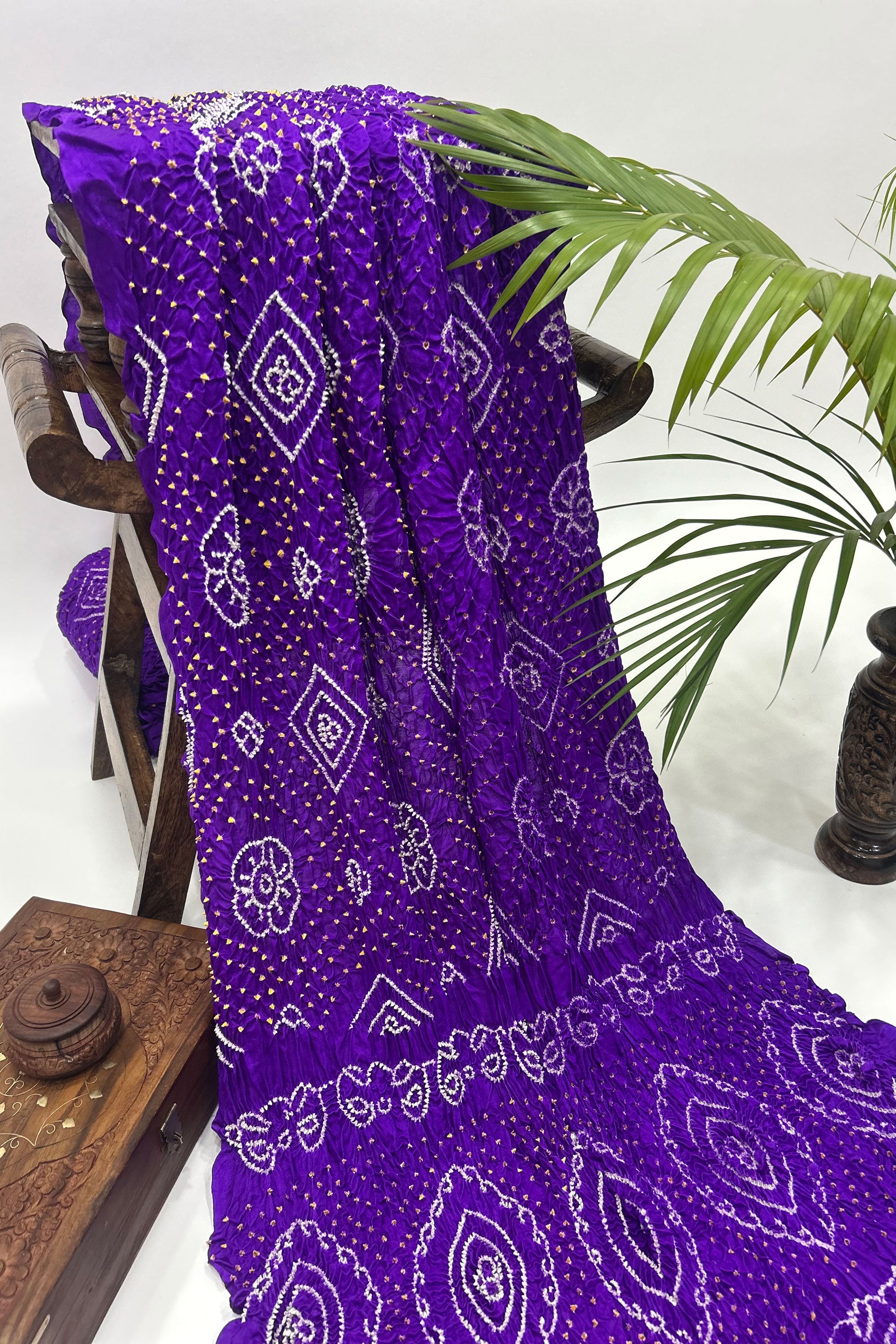 Purple Gajji Fancy Rai Bandhani Saree Sarees