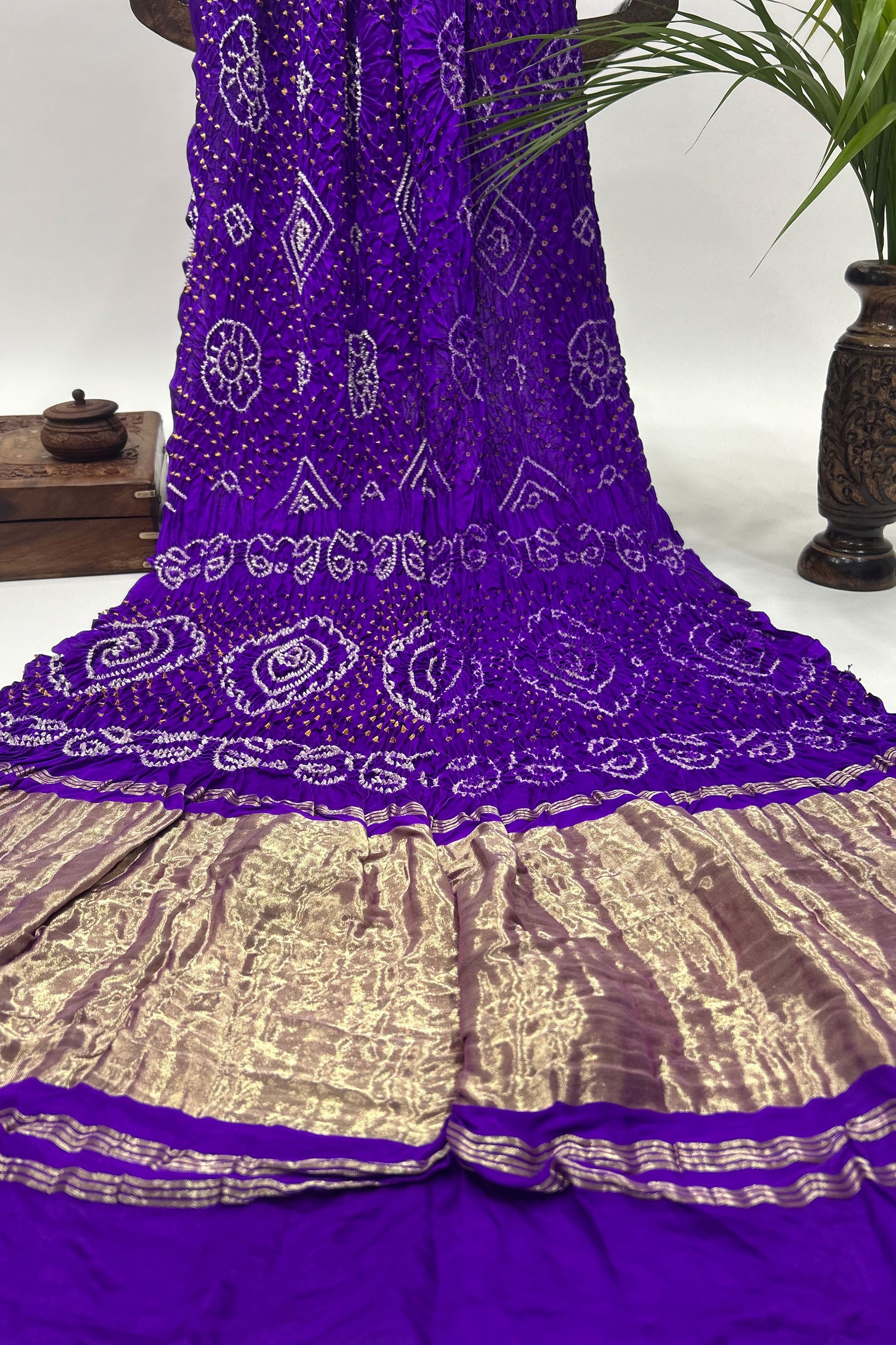 Purple Gajji Fancy Rai Bandhani Saree Sarees