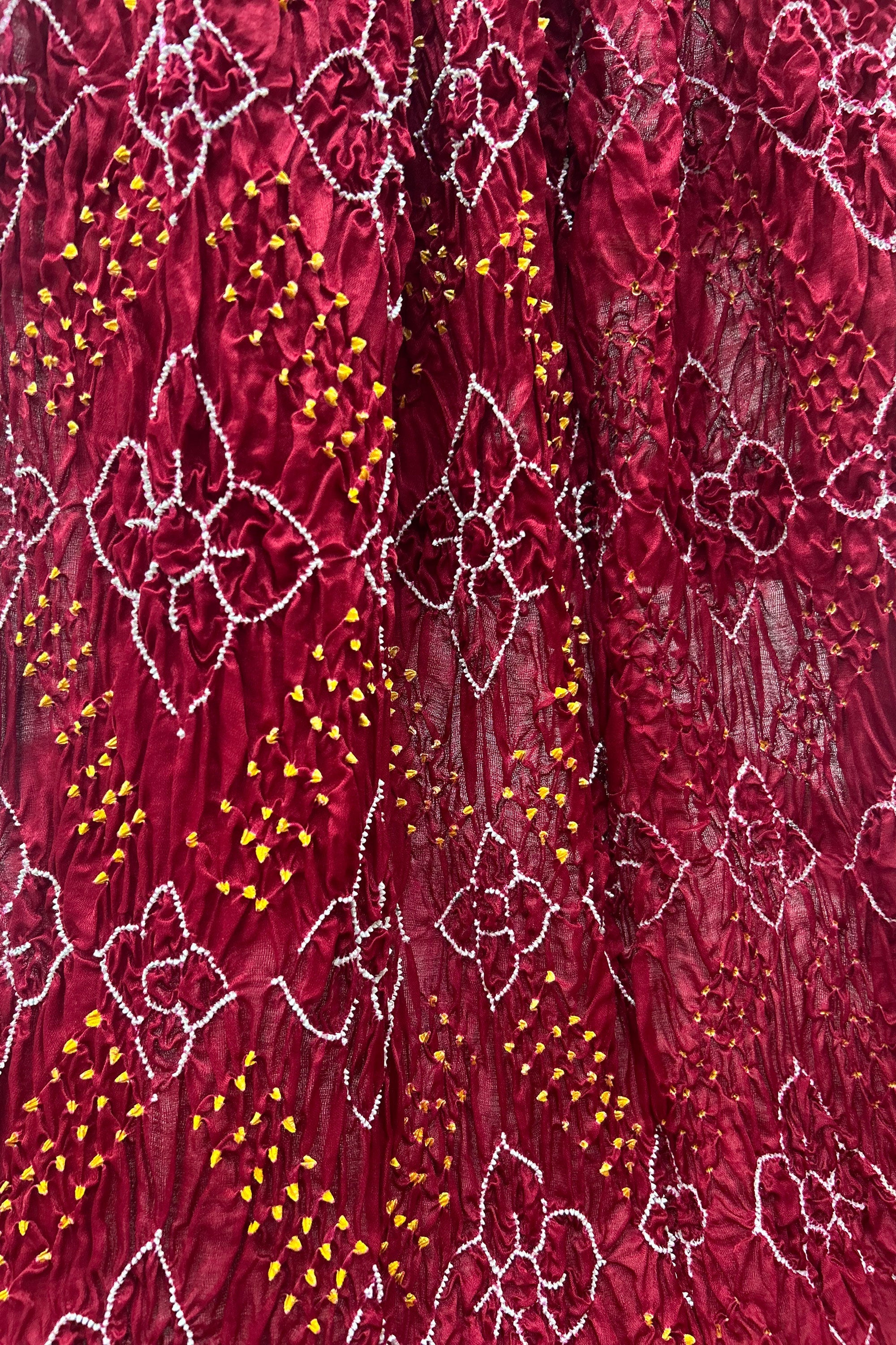 Maroon Gajji Fancy Rai Bandhani Saree Sarees