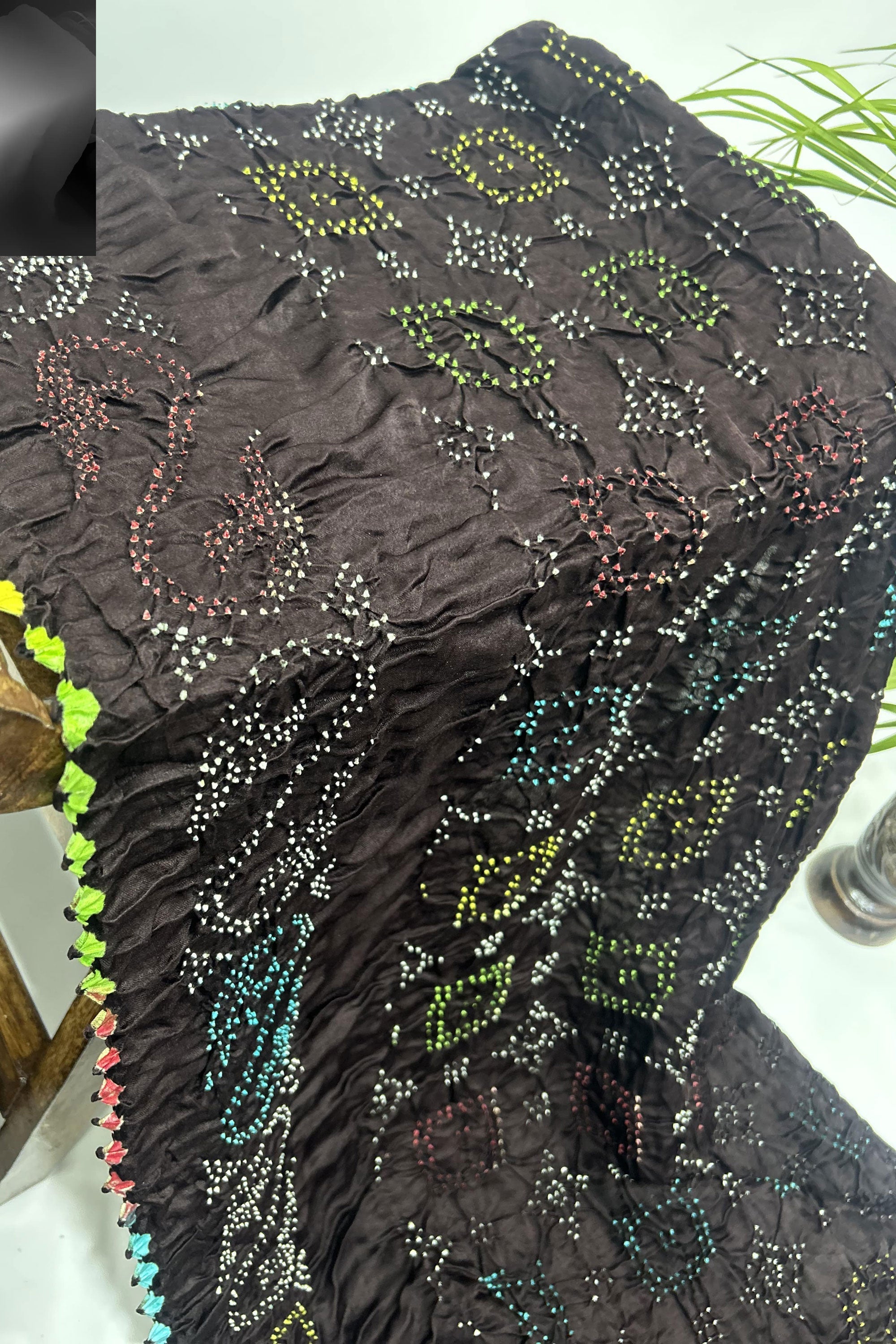 Mutli Brown Gajji Silk Bhati Designer Bandhani Saree Sarees