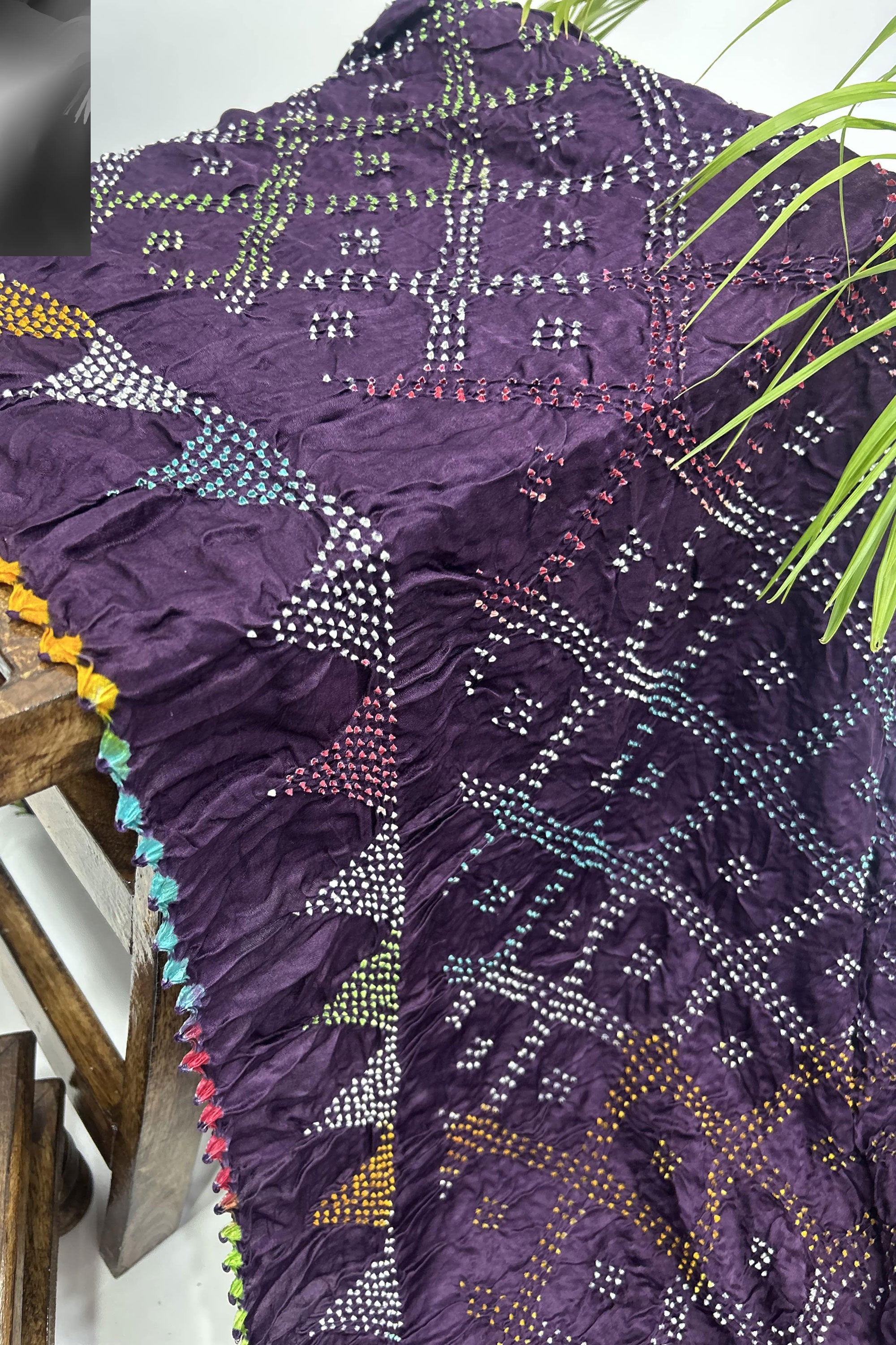 Mutli Wine Gajji Silk Bhati Designer Bandhani Saree Sarees