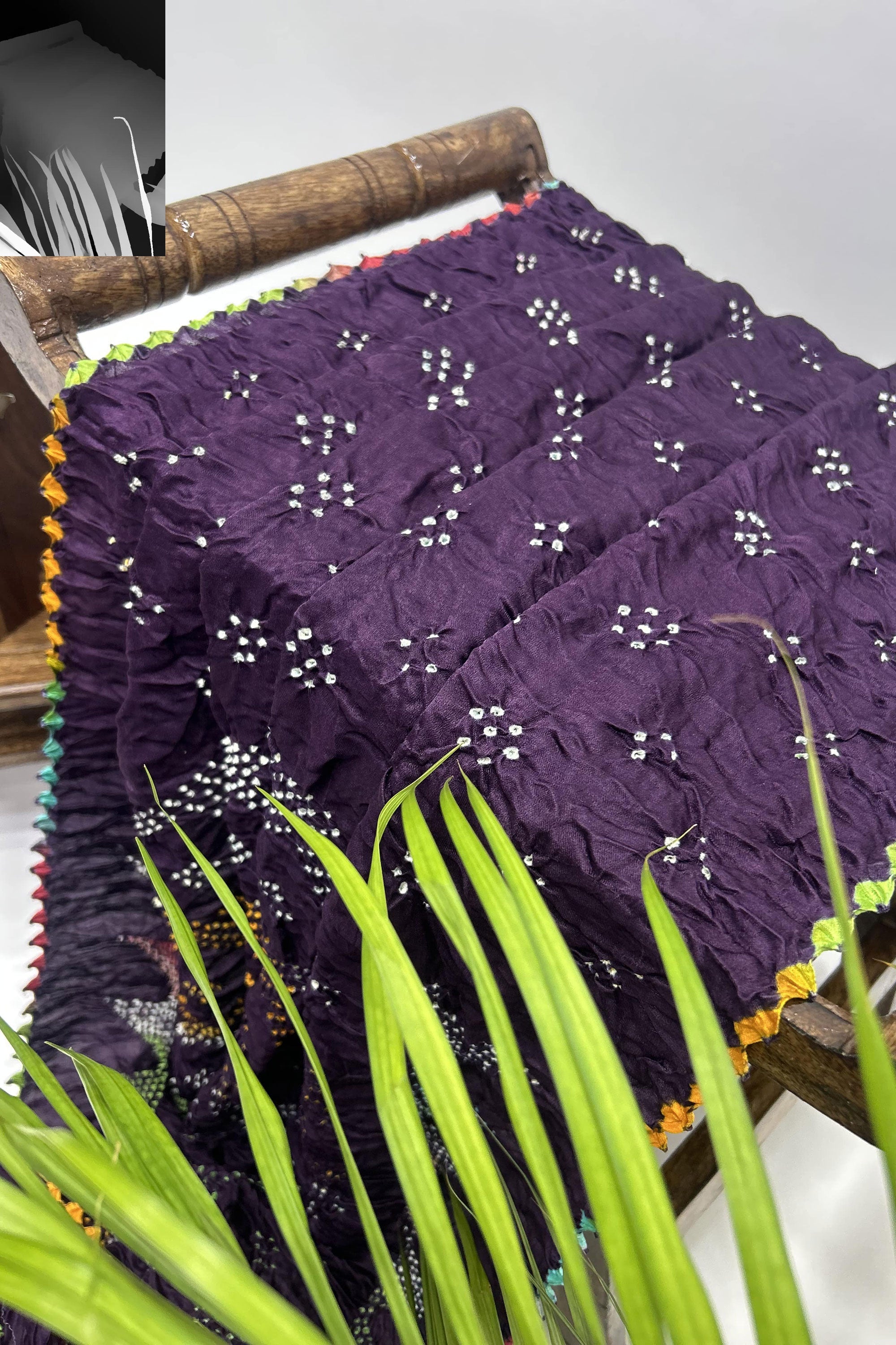 Mutli Wine Gajji Silk Bhati Designer Bandhani Saree Sarees