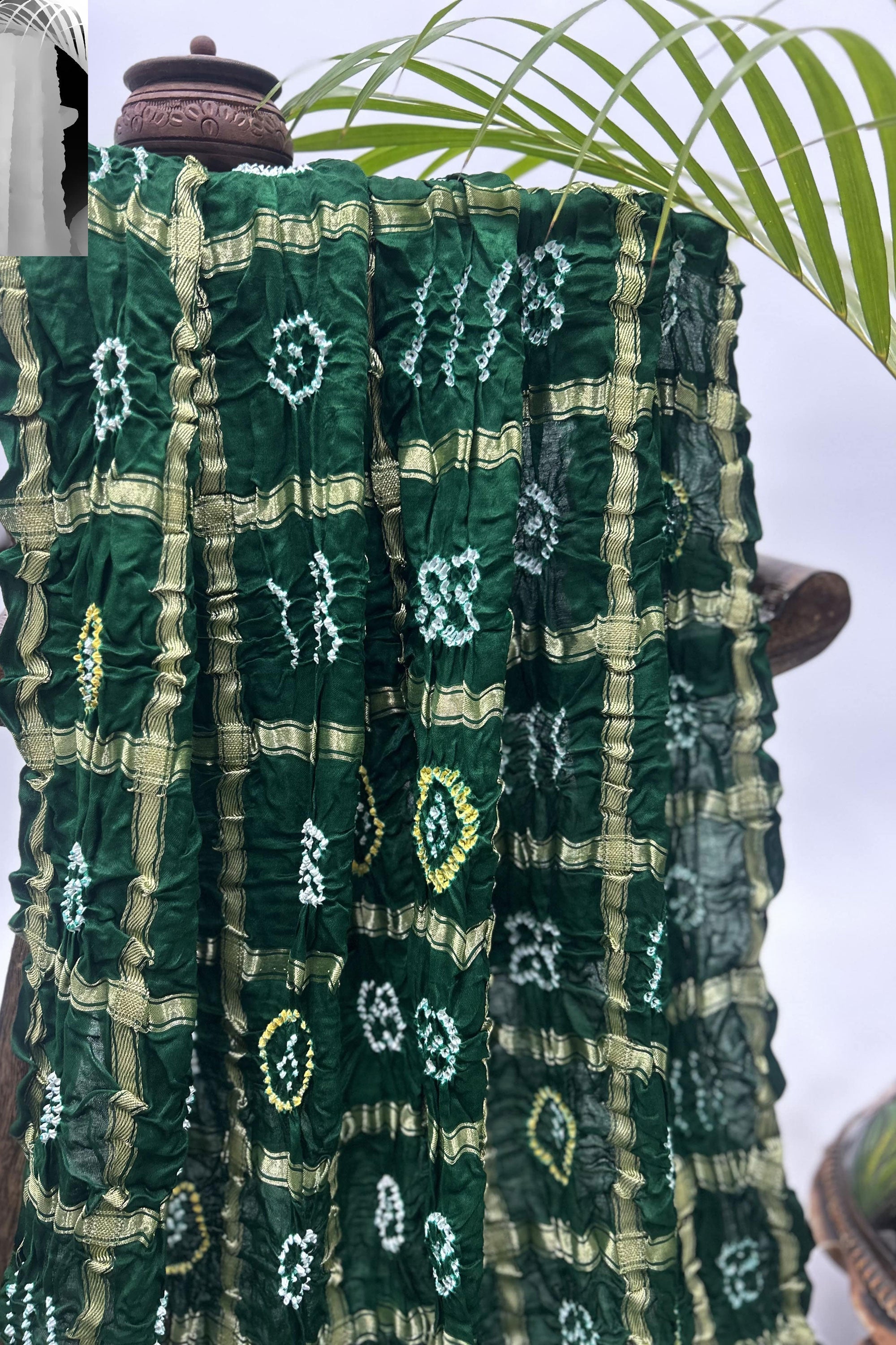 Green Gajji Garchola Bandhani Saree Sarees
