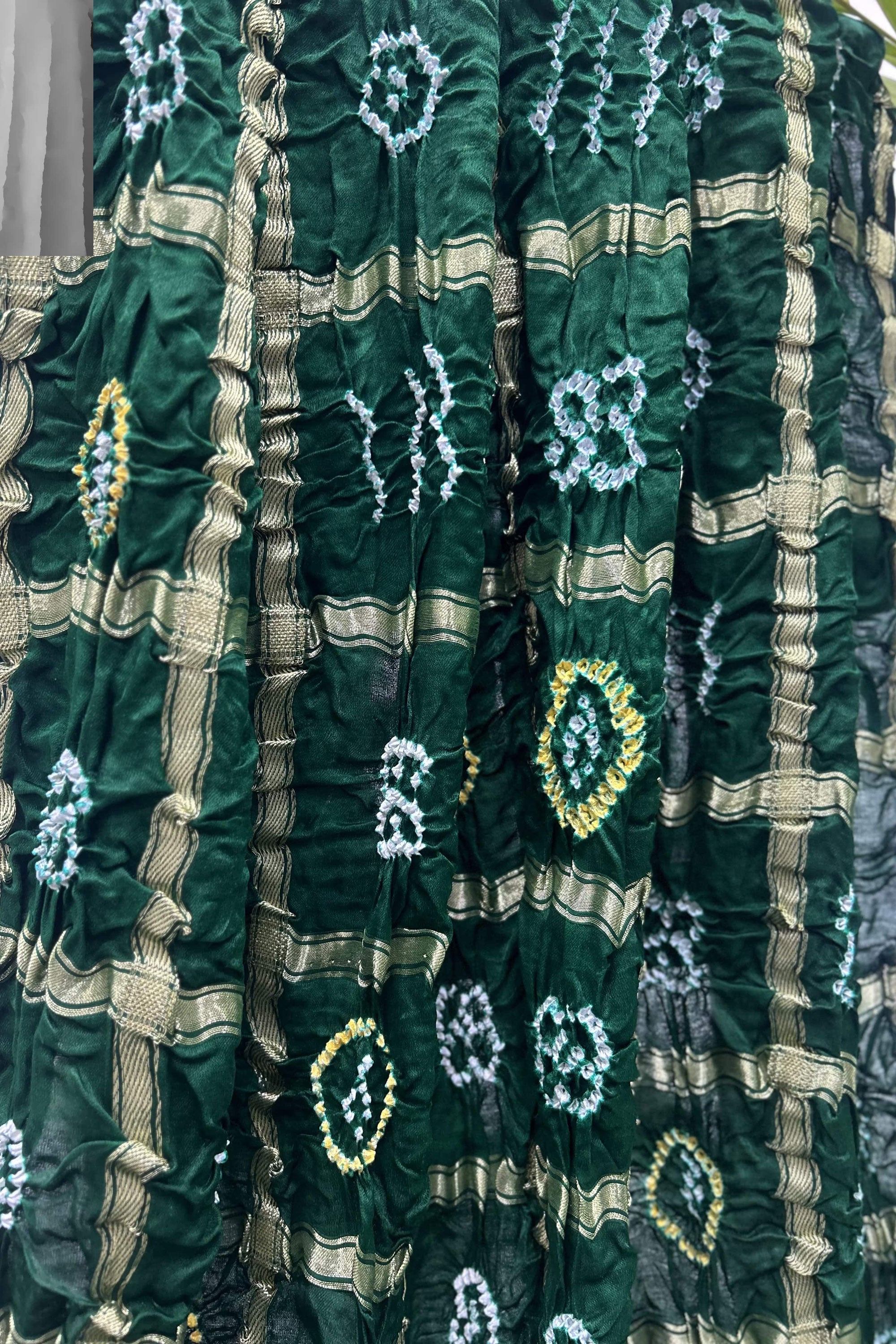 Green Gajji Garchola Bandhani Saree Sarees