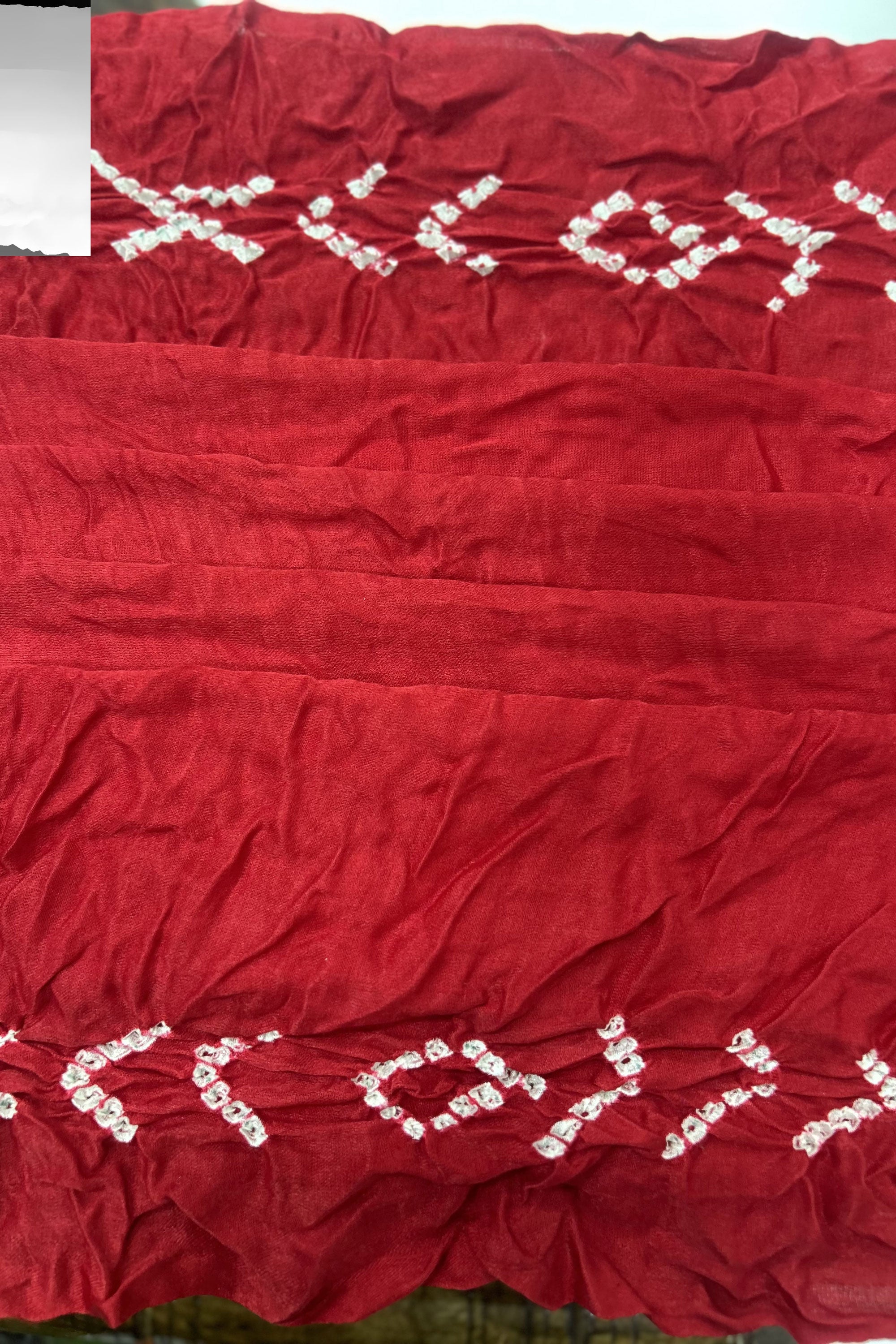 Red Gajji Garchola Bandhani Saree Sarees
