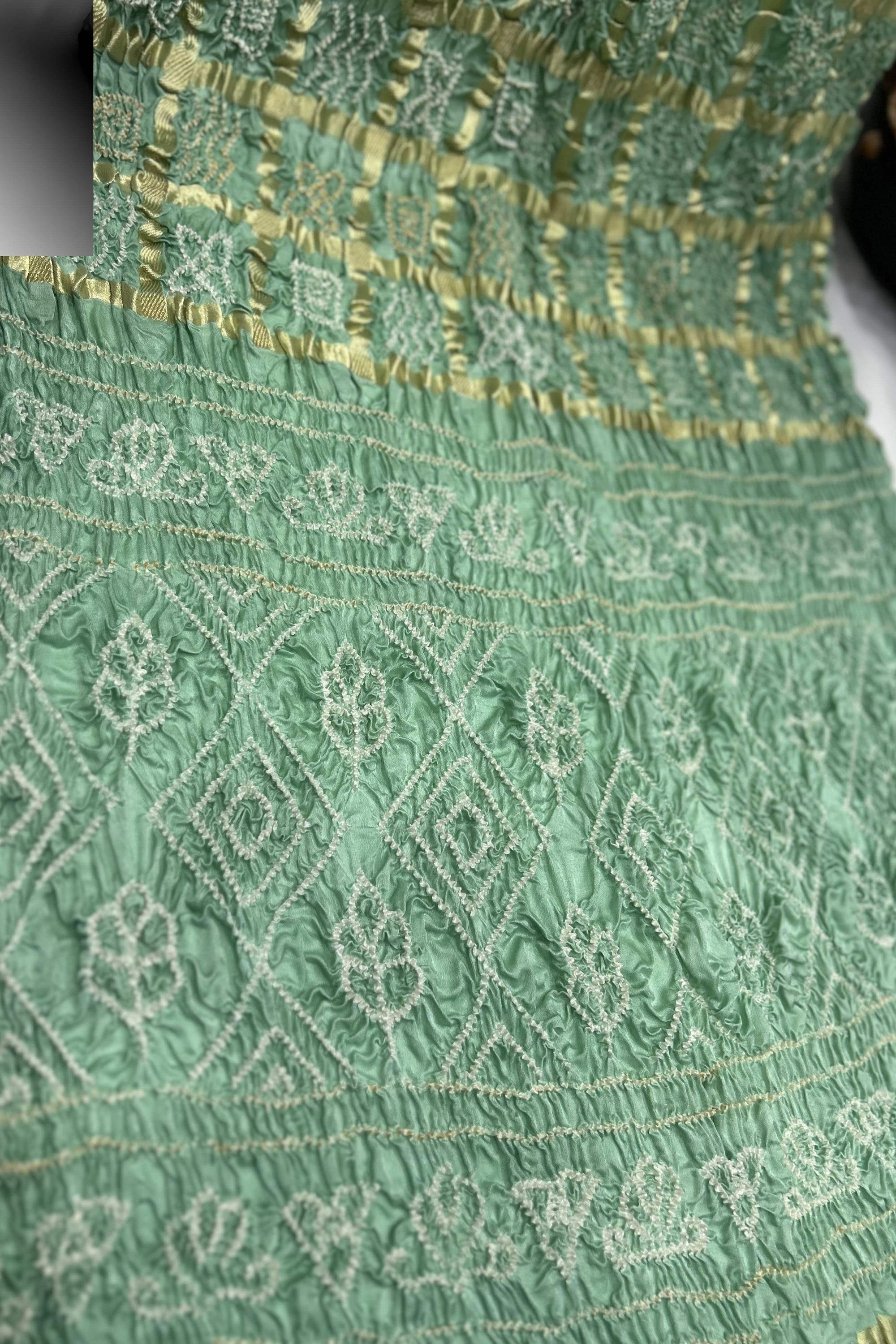 Sea Green Gajji Garchola Bandhani Saree Sarees