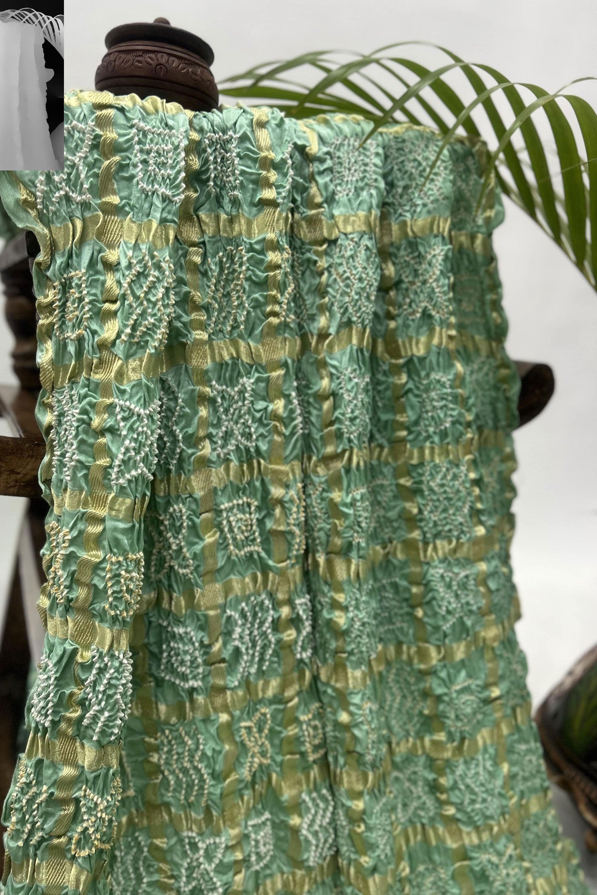 Sea Green Gajji Garchola Bandhani Saree Sarees