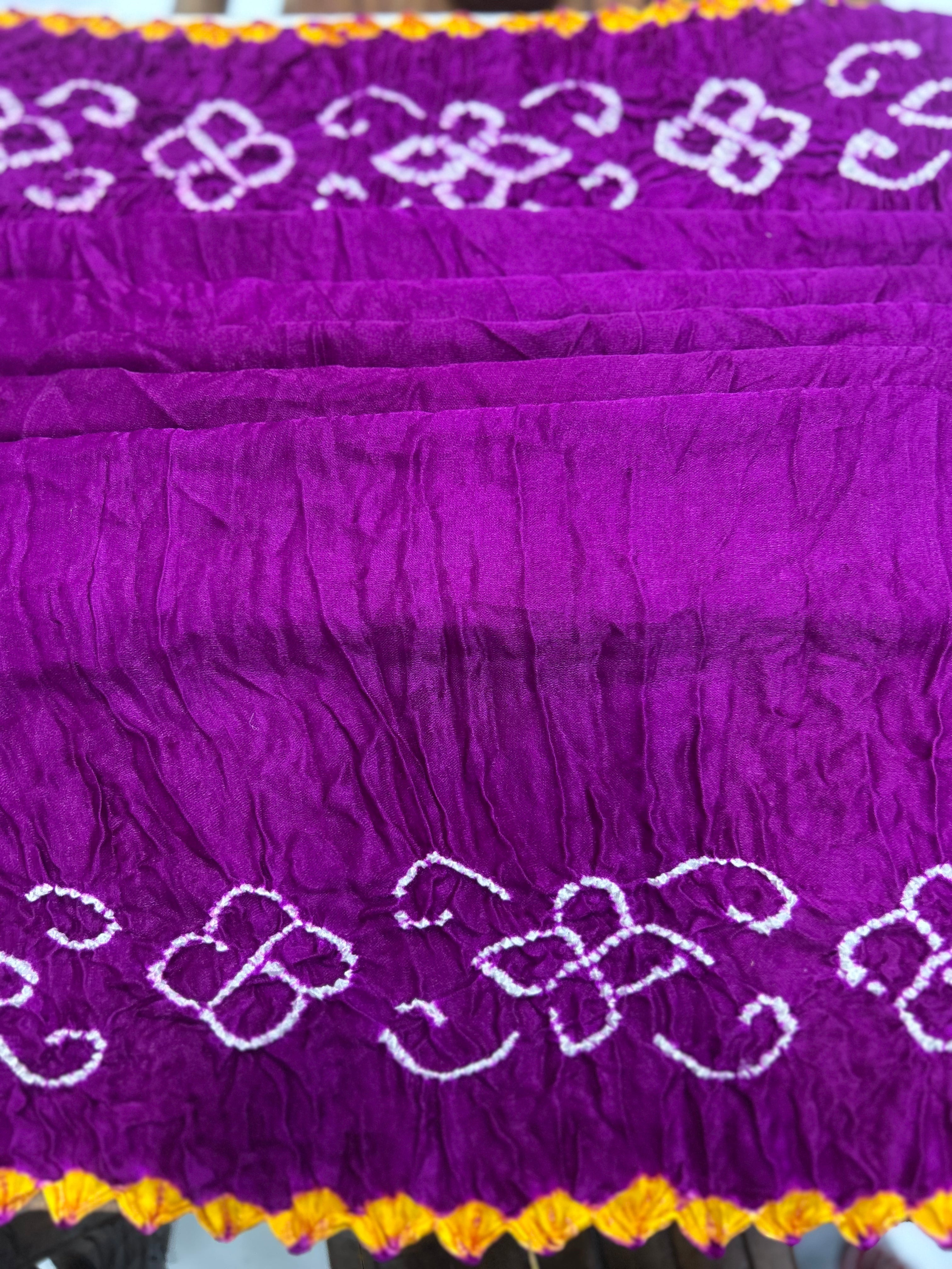 Magenta Mor Palav Gajji Designer Bandhani Saree Sarees