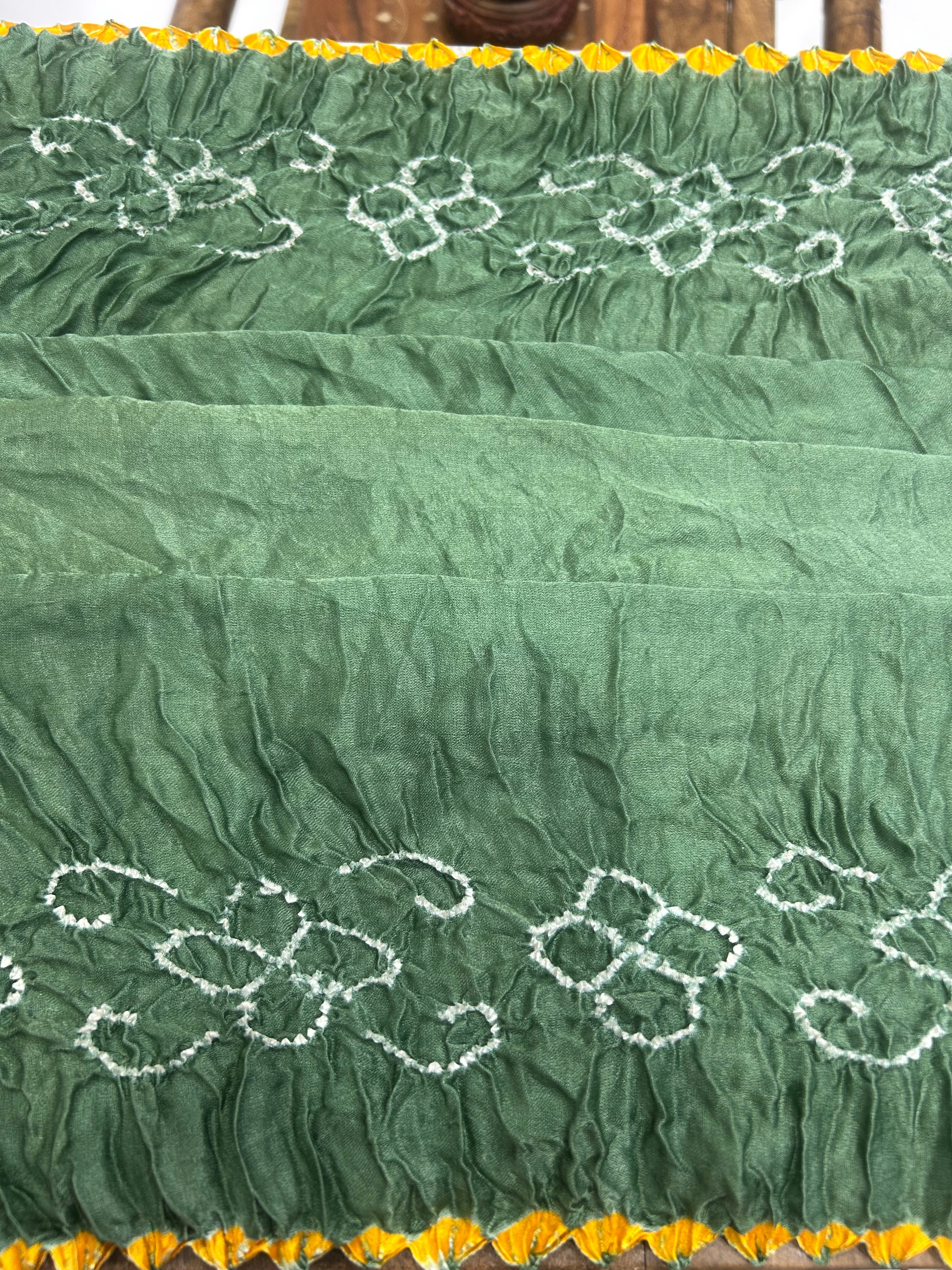 Pista Mor Palav Gajji Designer Bandhani Saree Sarees
