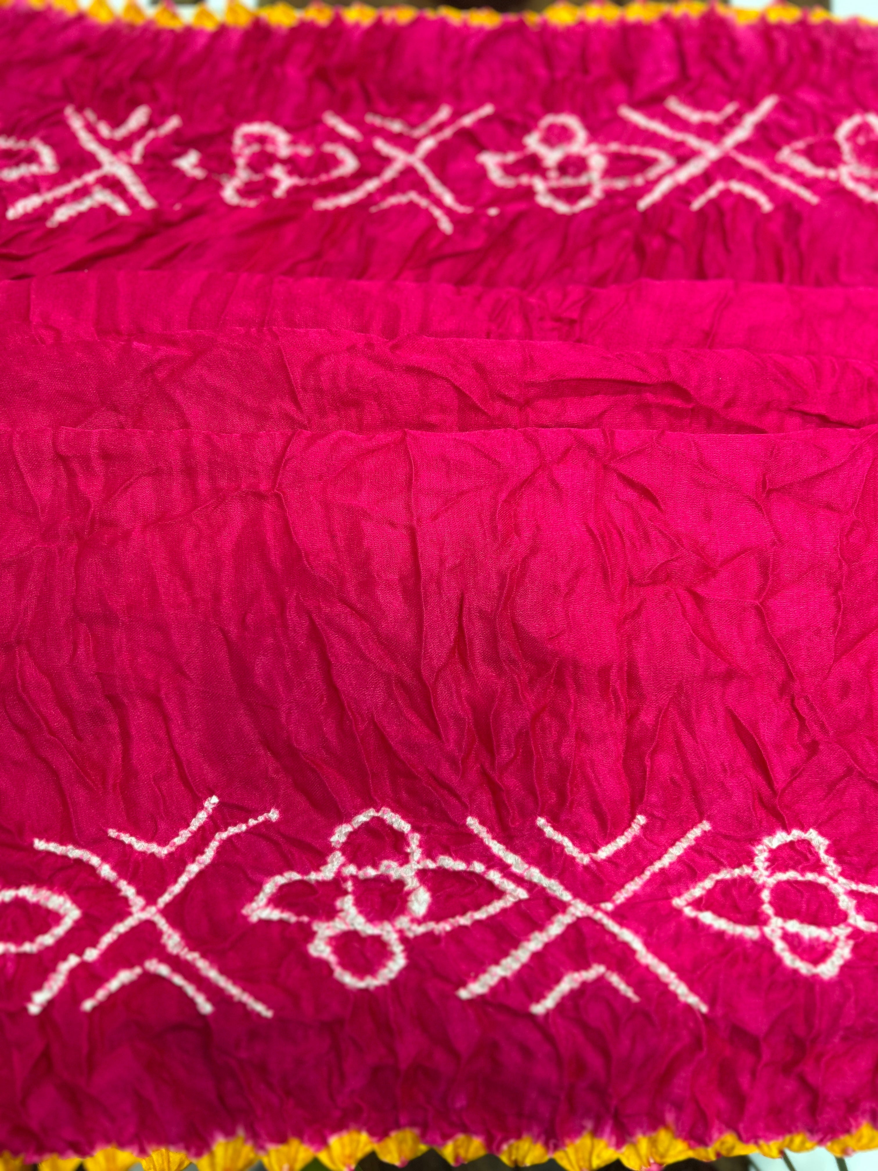 Light Pink Mor Palav Gajji Designer Bandhani Saree Sarees