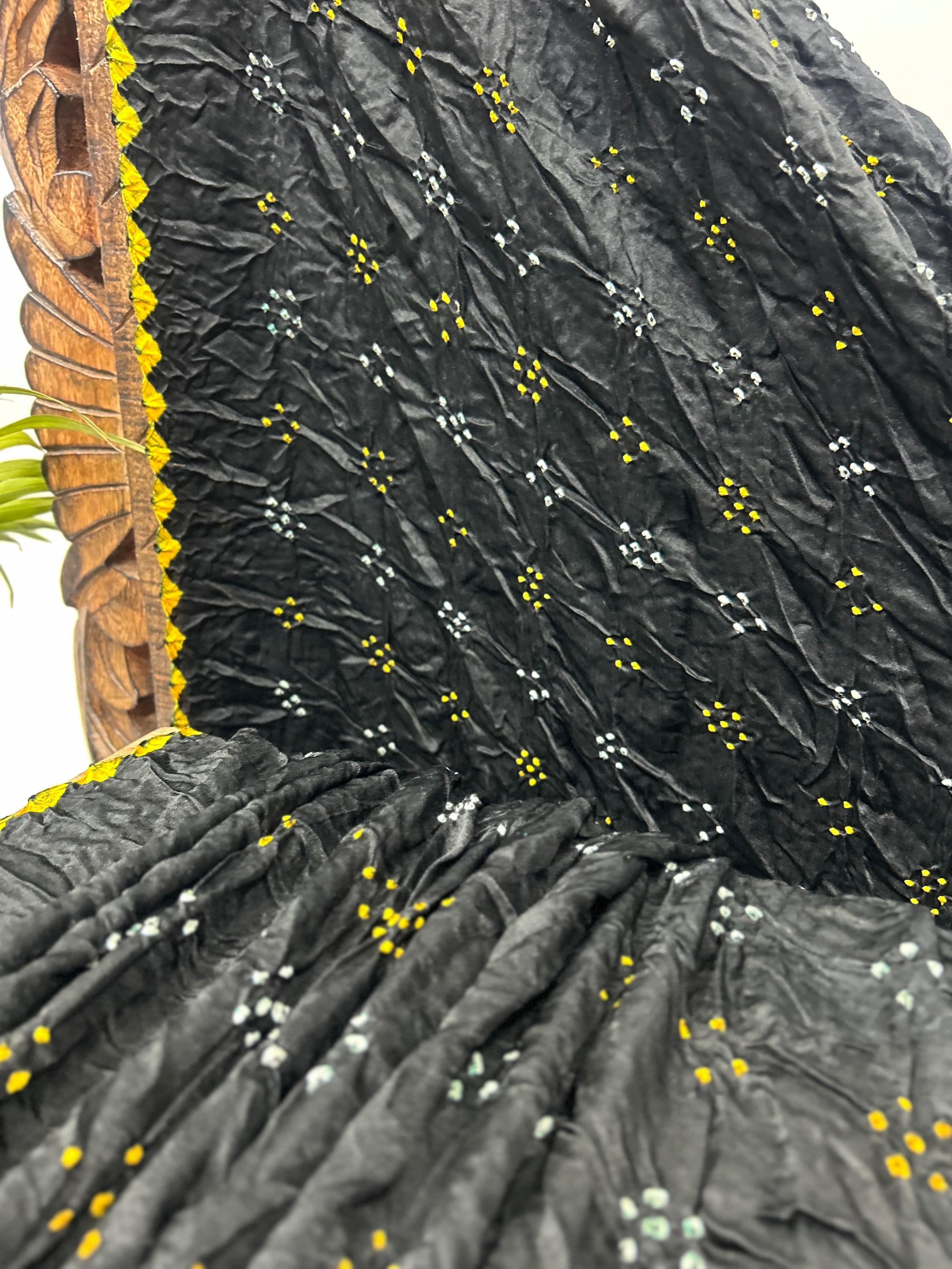 Black Mor Palav Gajji Designer Bandhani Saree Sarees