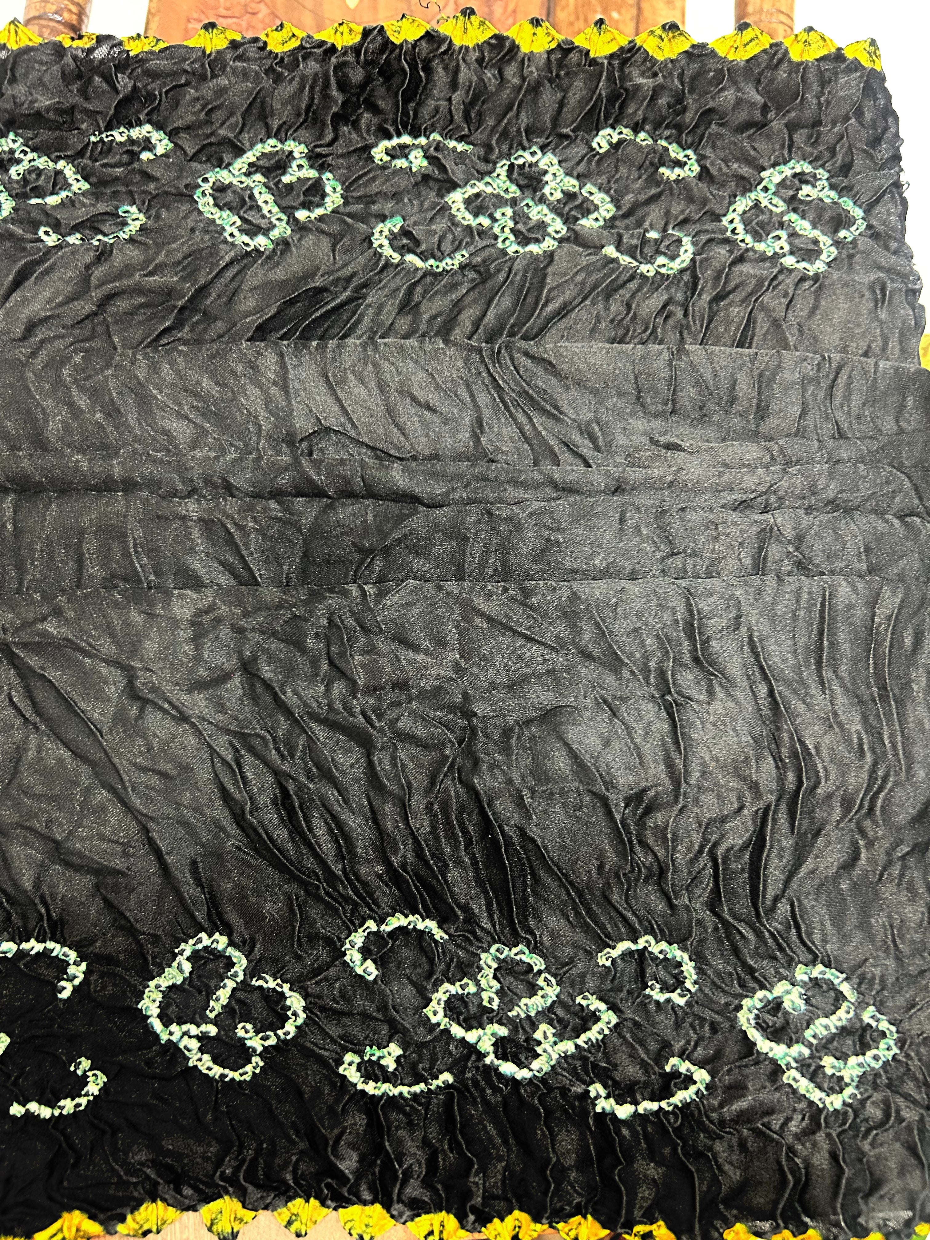 Black Mor Palav Gajji Designer Bandhani Saree Sarees