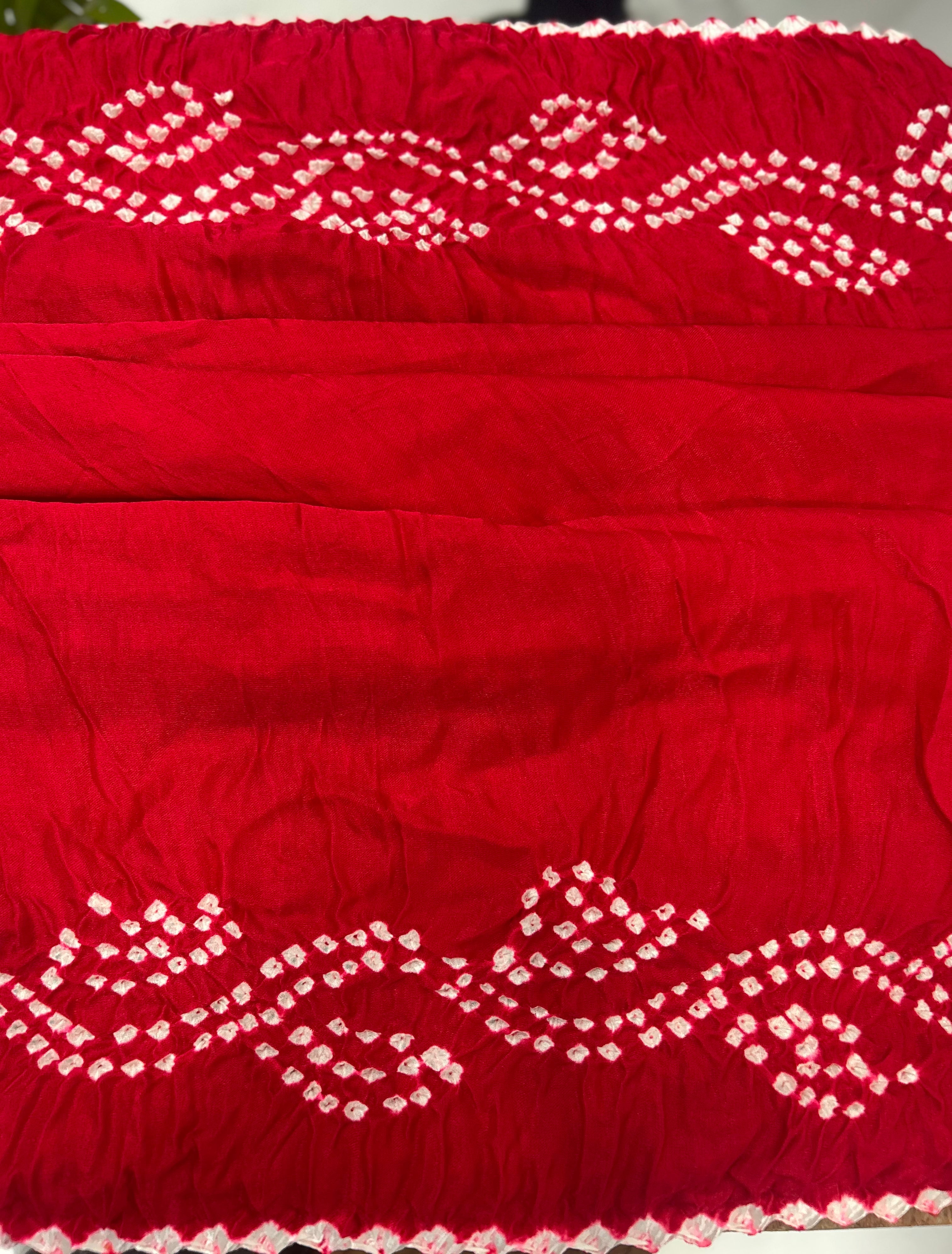 Red Gajji Designer Bandhani Saree red / Gajji Sarees