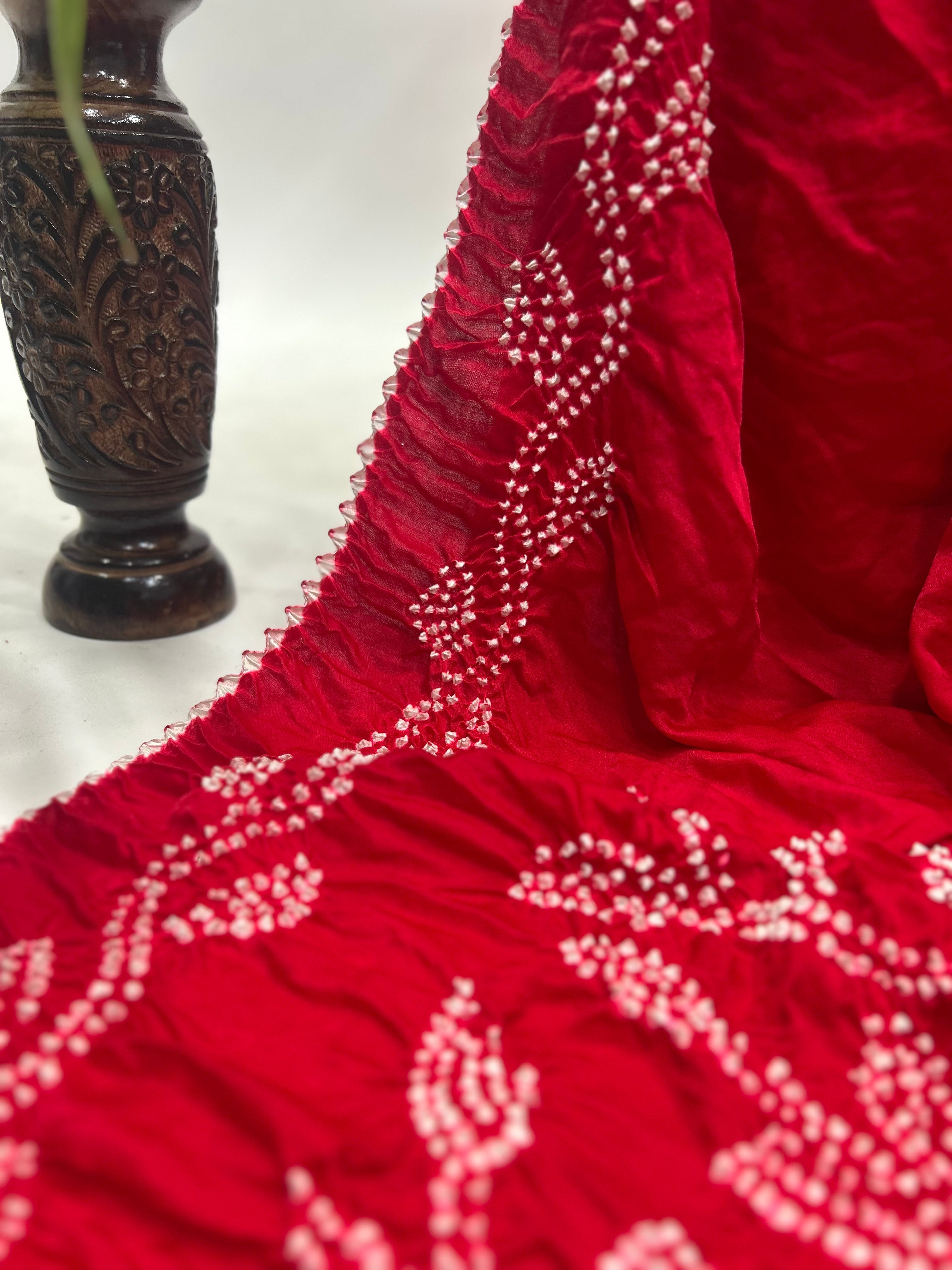 Red Gajji Designer Bandhani Saree red / Gajji Sarees