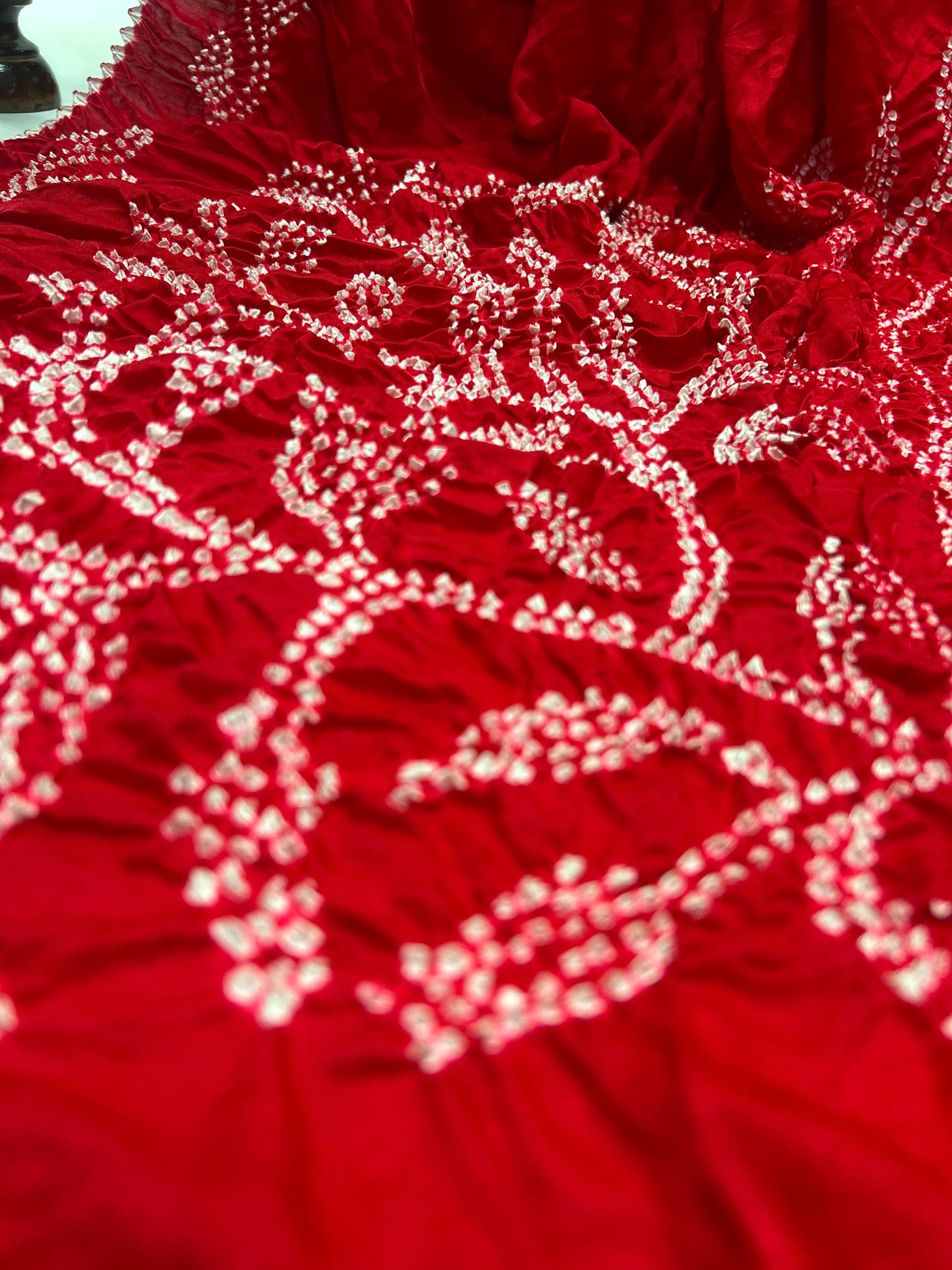 Red Gajji Designer Bandhani Saree red / Gajji Sarees