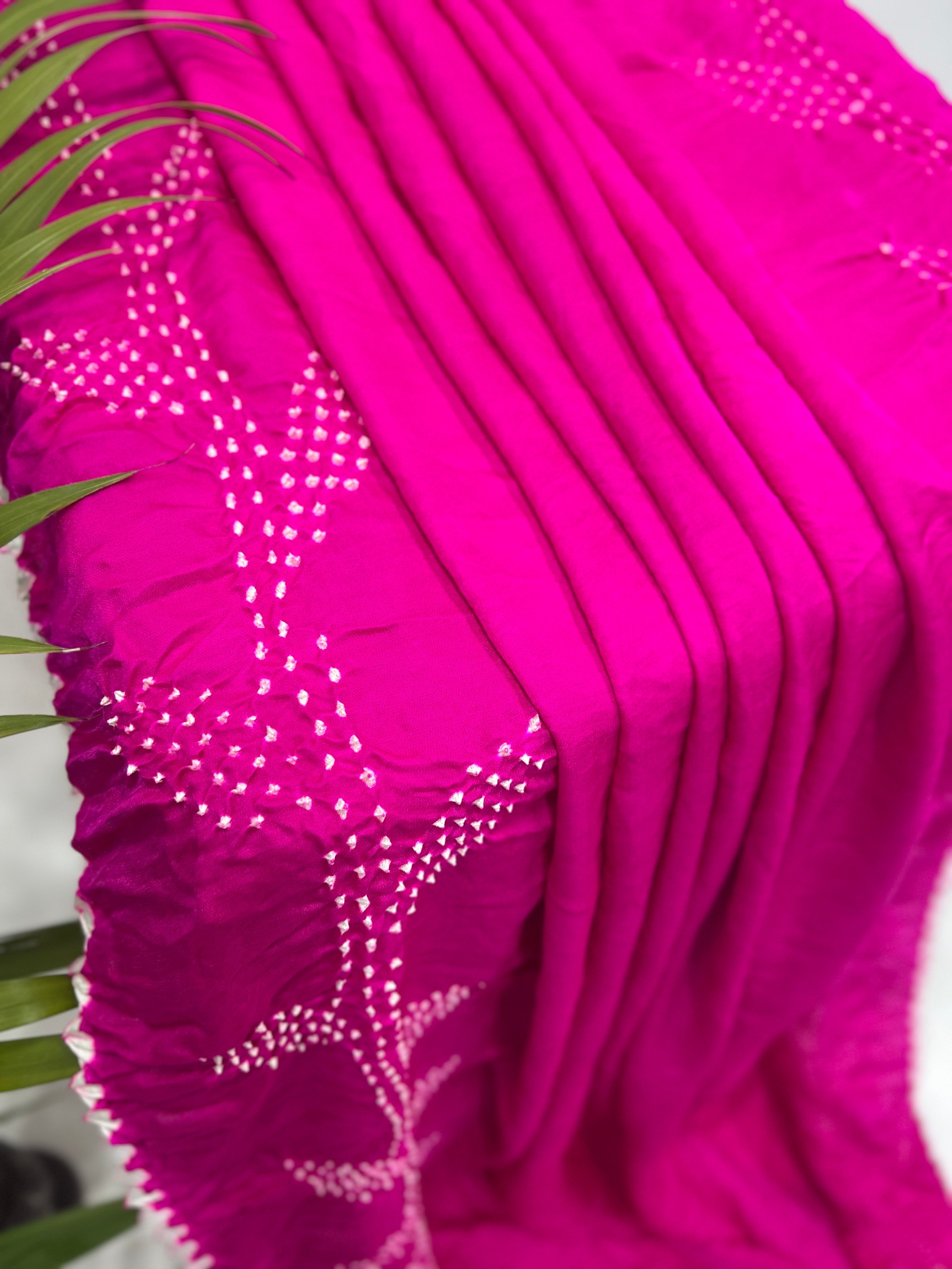 Rani Gajji Designer Bandhani Saree deeppink / Gajji Sarees