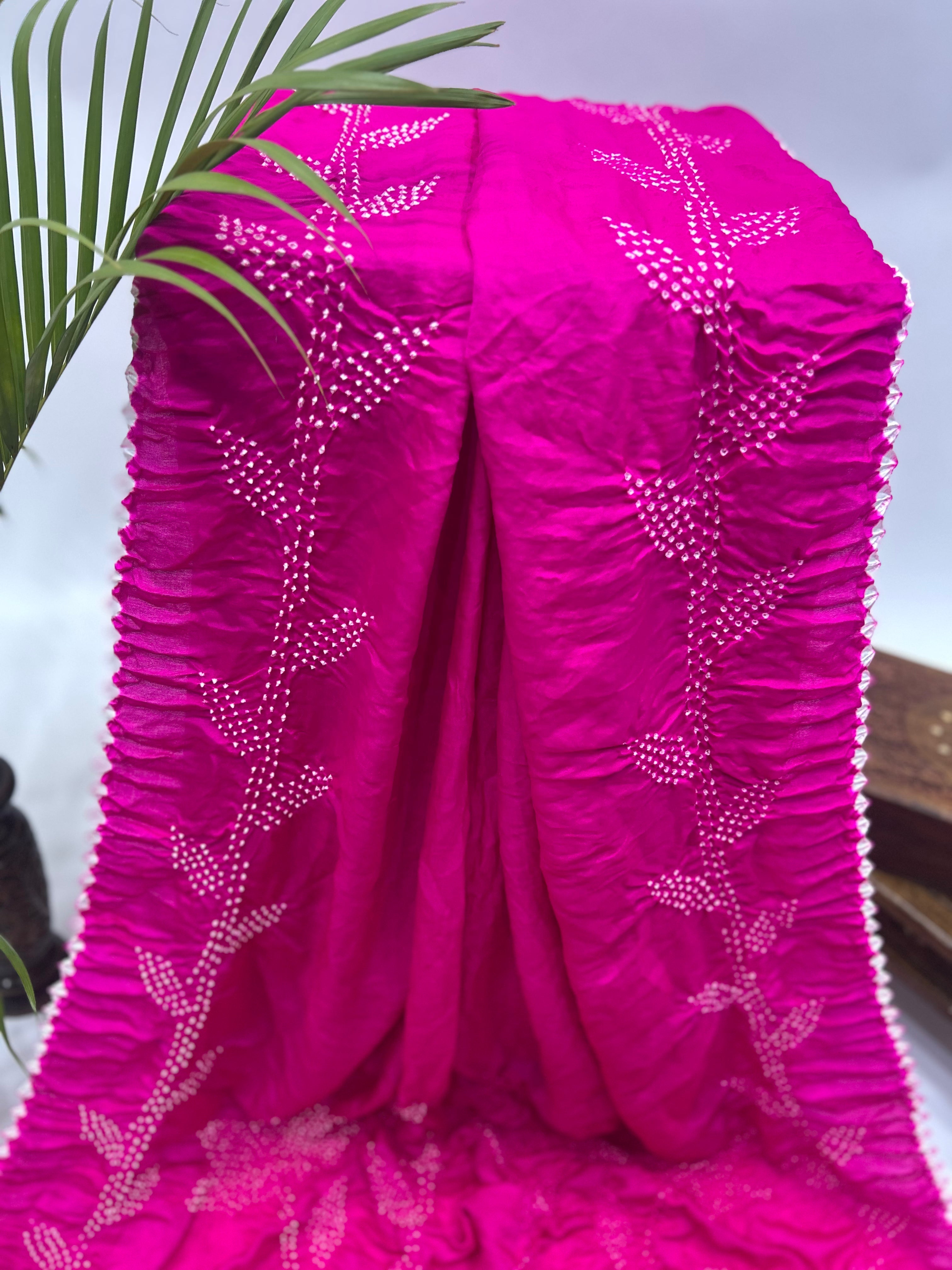 Rani Gajji Designer Bandhani Saree deeppink / Gajji Sarees
