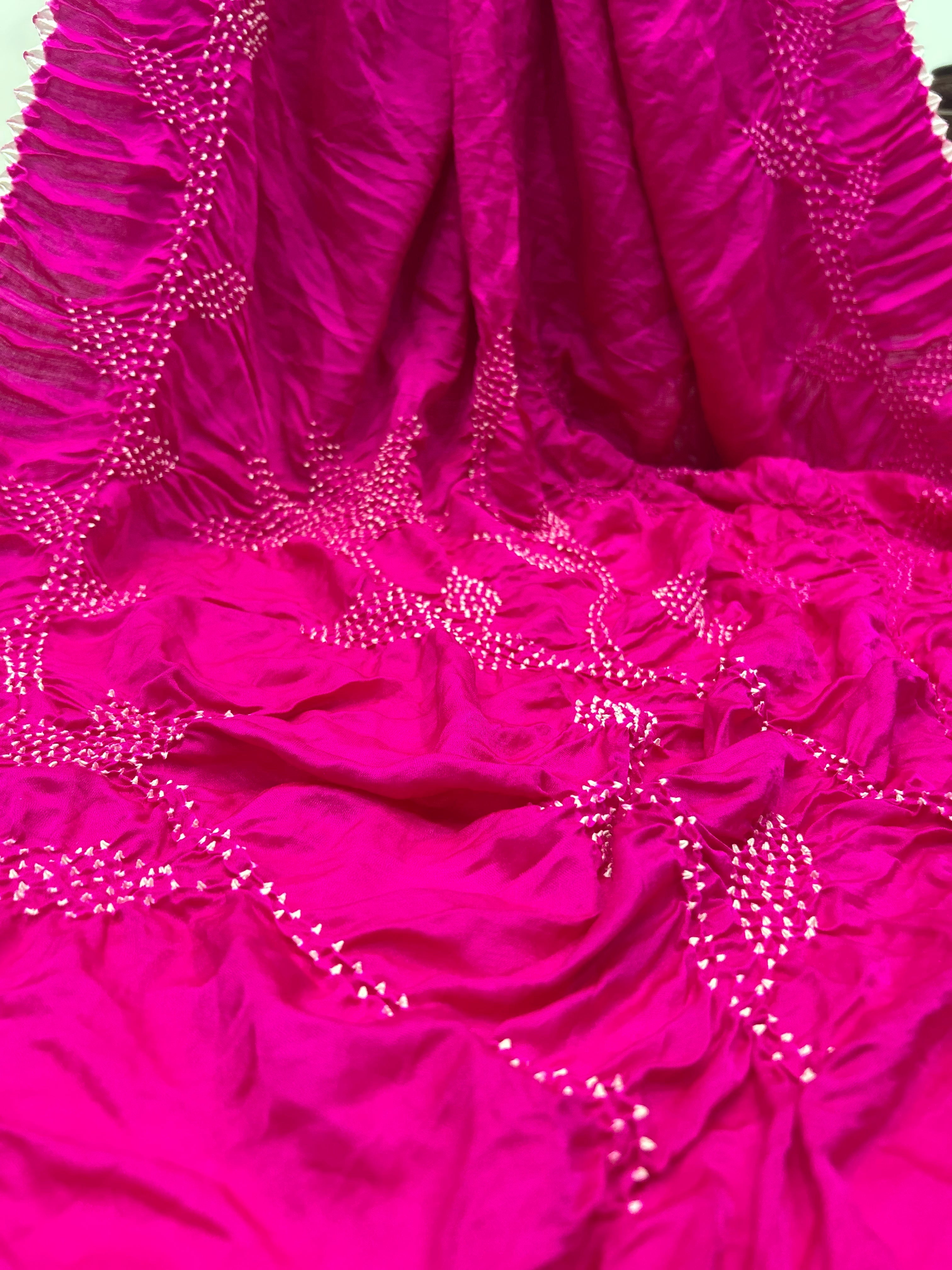 Rani Gajji Designer Bandhani Saree deeppink / Gajji Sarees