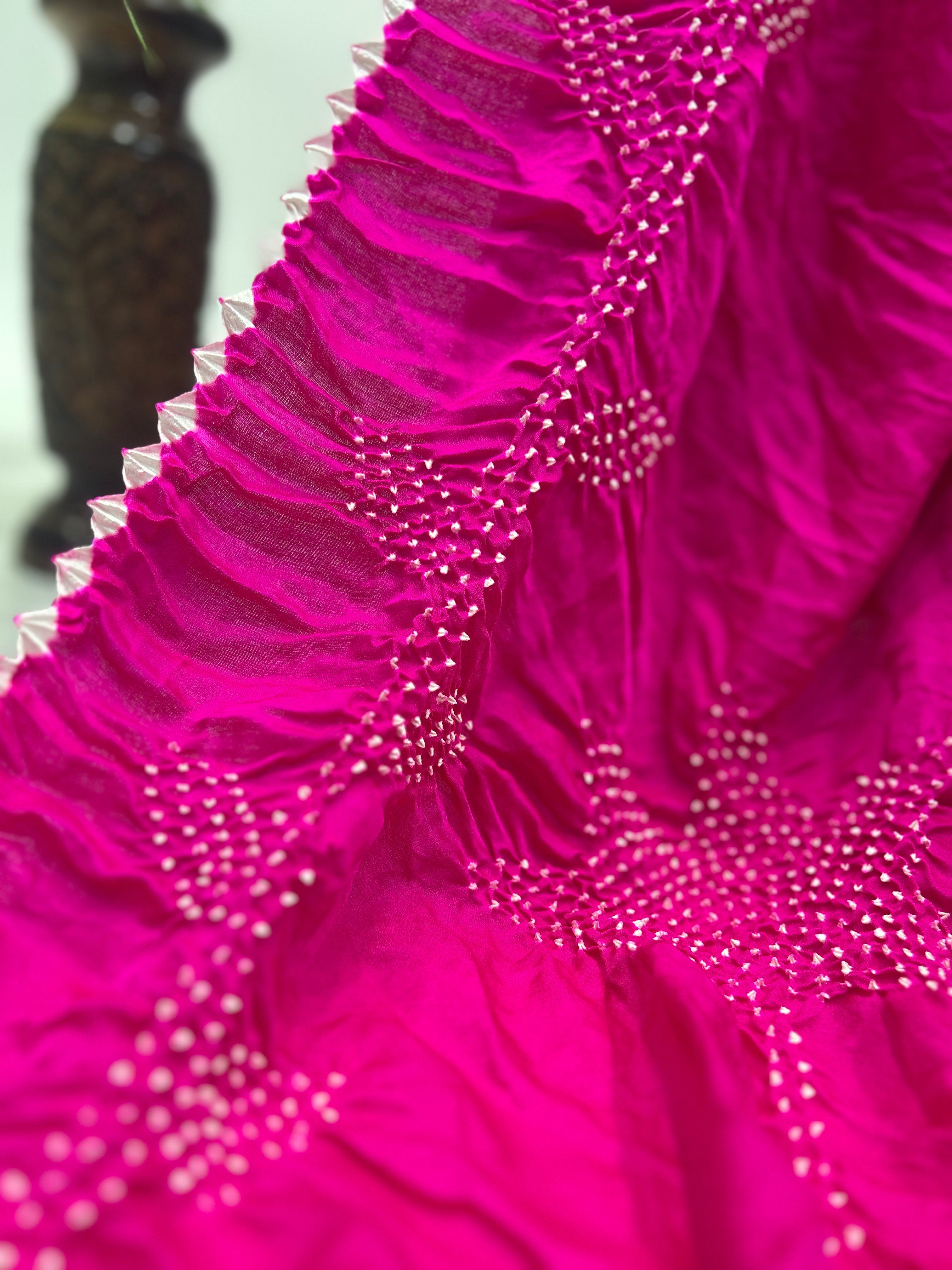 Rani Gajji Designer Bandhani Saree deeppink / Gajji Sarees