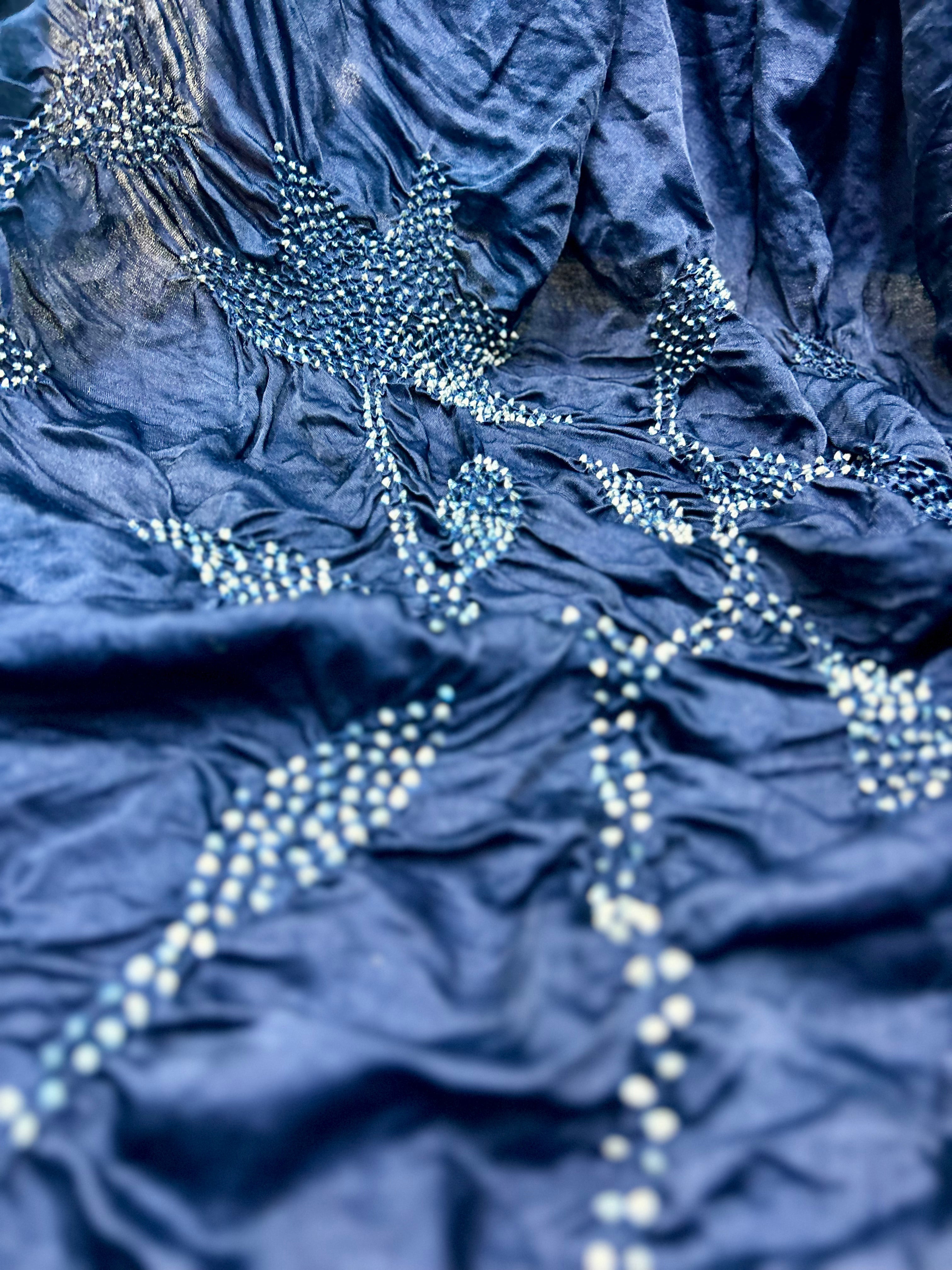 Navy Blue Gajji Designer Bandhani Saree Sarees