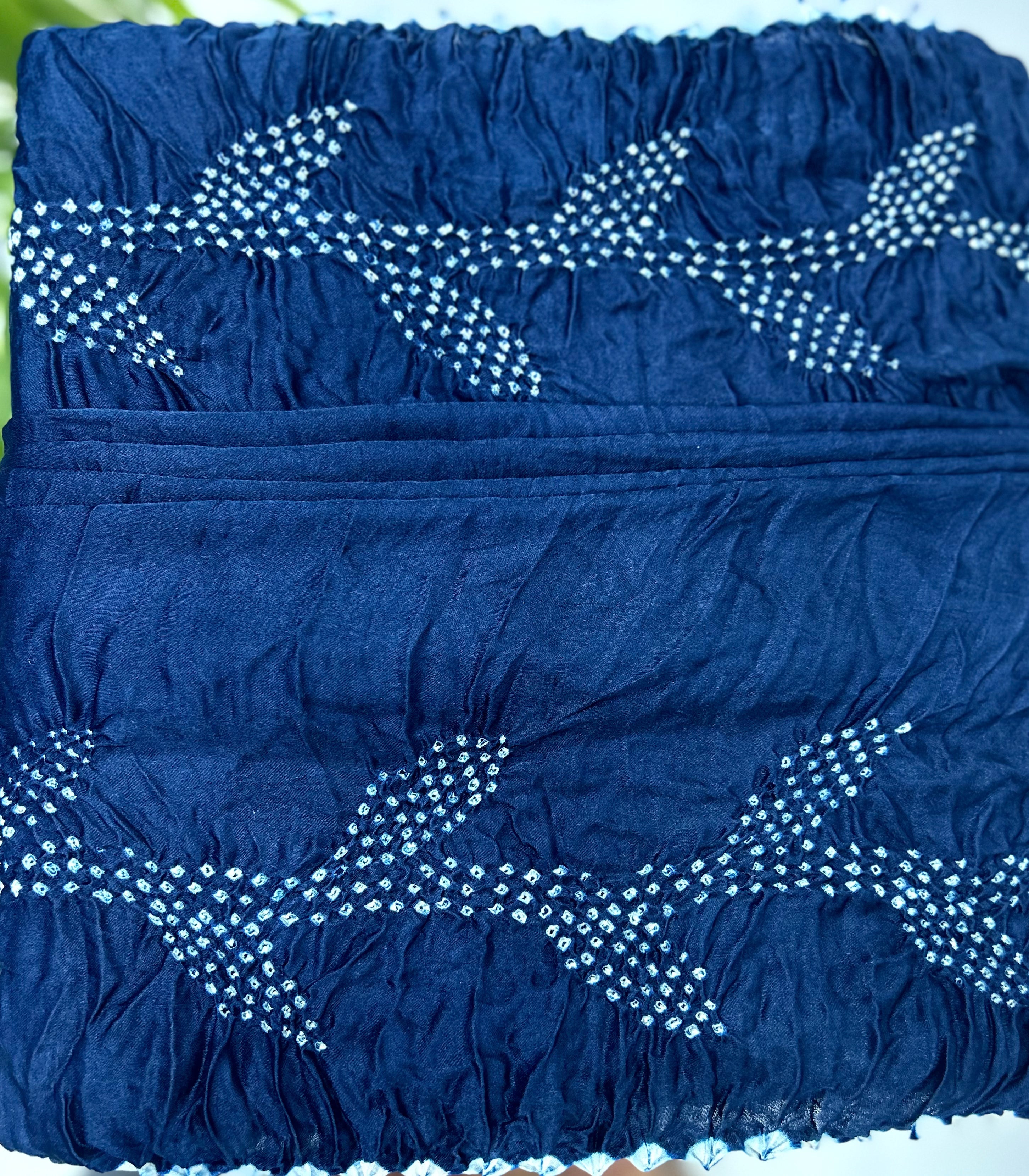 Navy Blue Gajji Designer Bandhani Saree Sarees