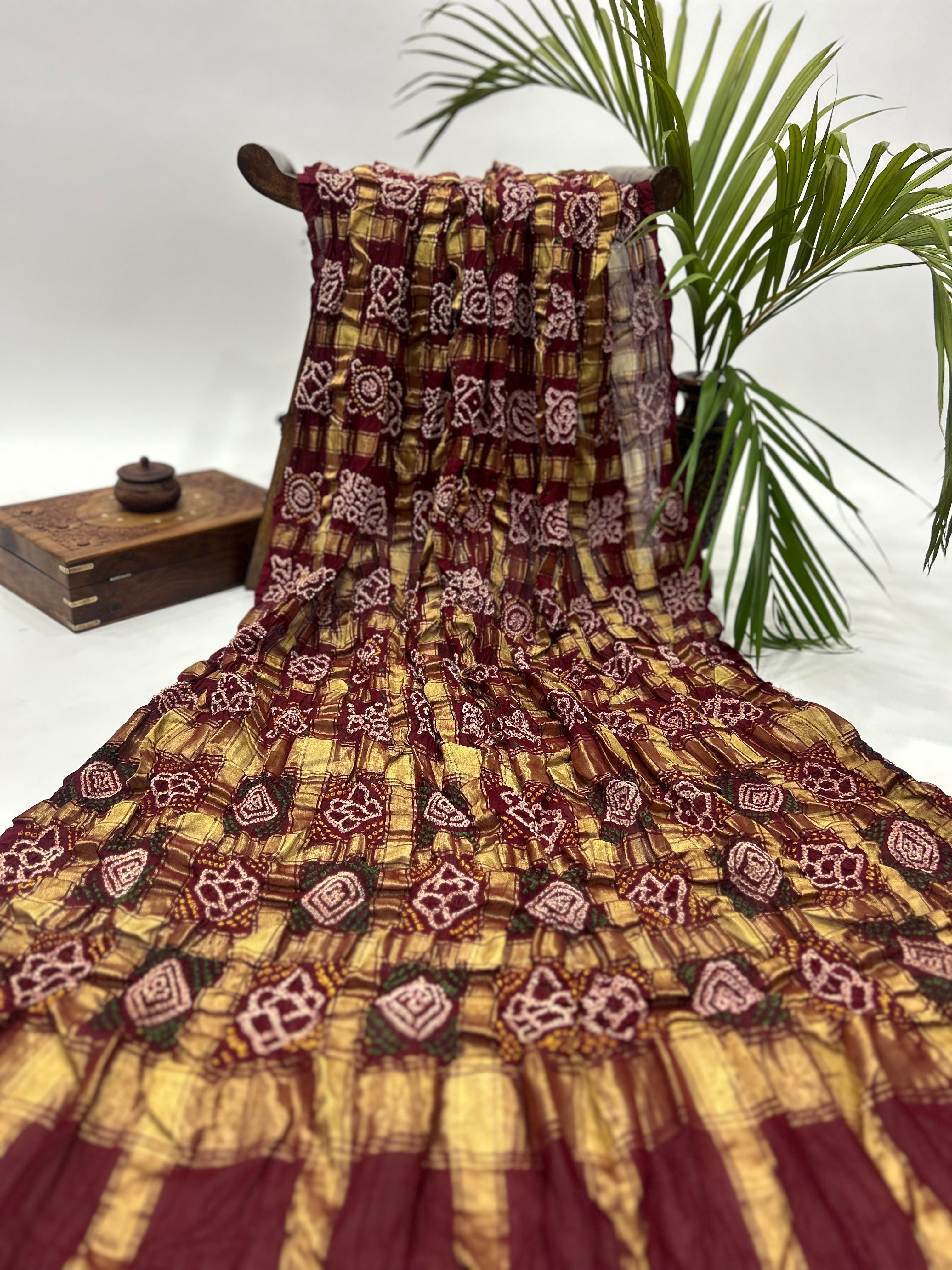 Cotton Tradtional Gharchola Maroon Saree Sarees