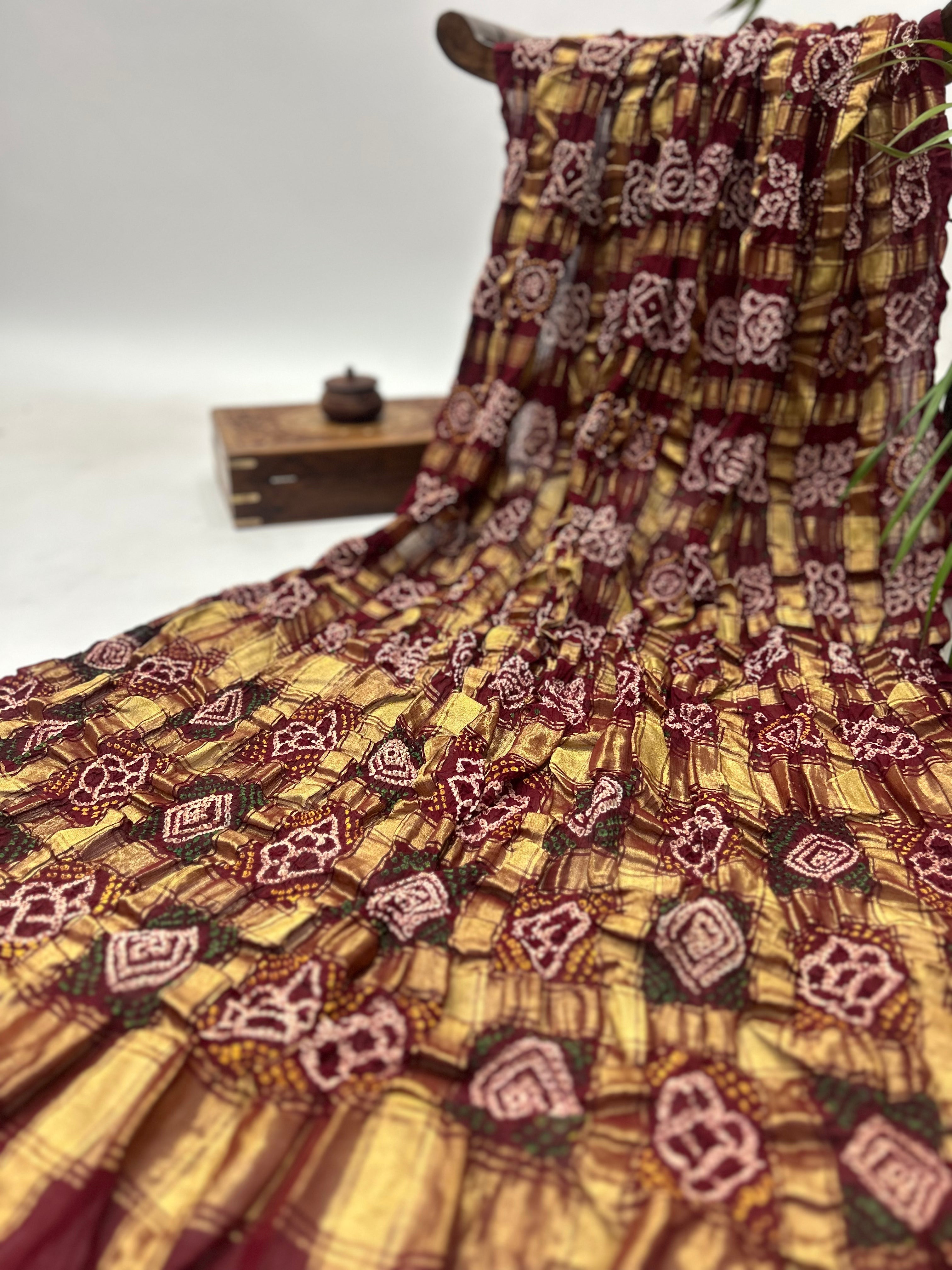 Cotton Tradtional Gharchola Maroon Saree Sarees