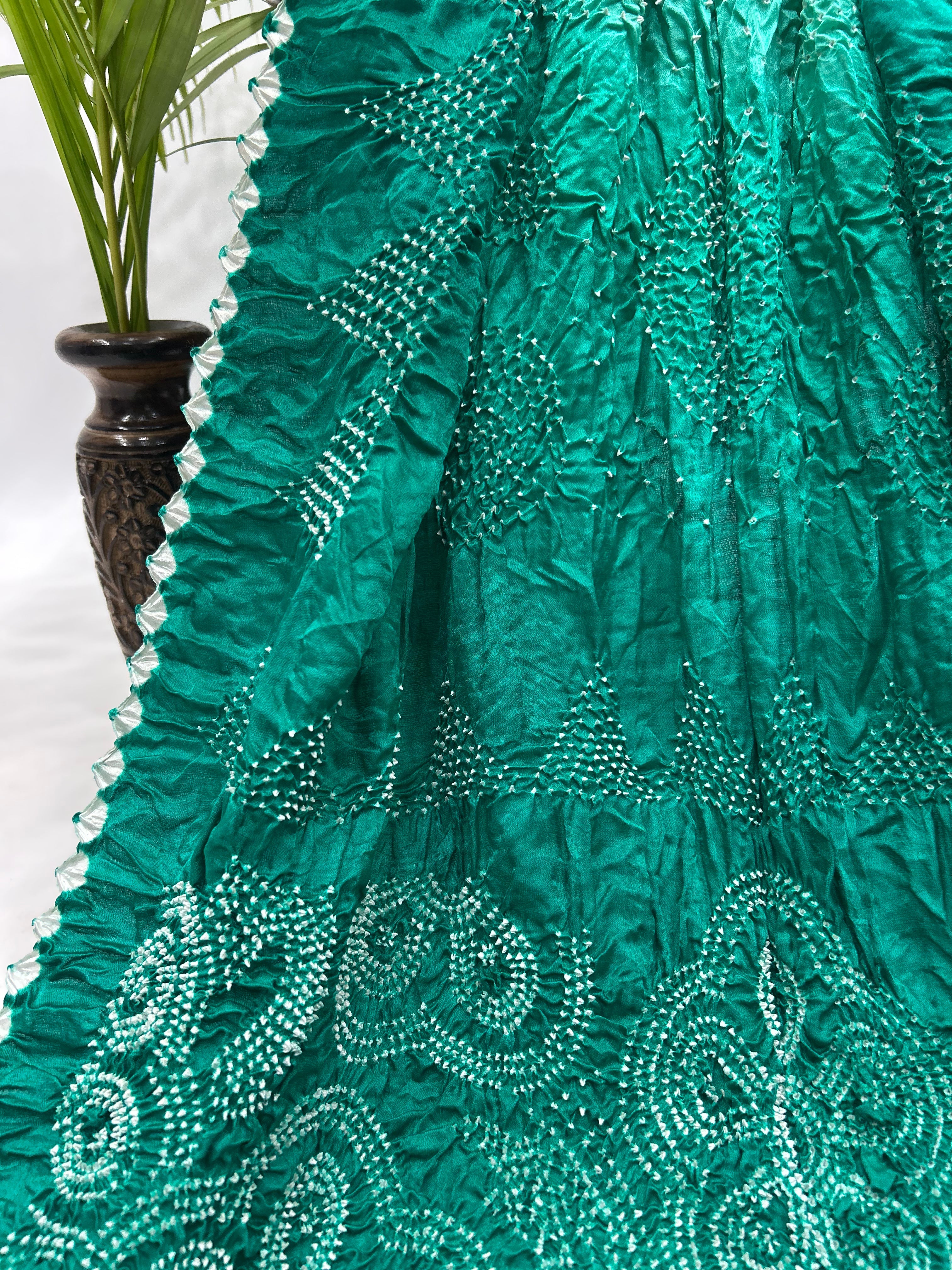 Sea Green Rama Gajji Bharati Designer Bandhani Saree Sarees